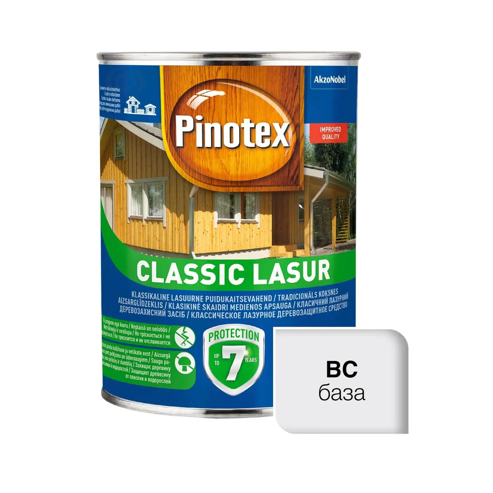 Лазур для деревини Pinotex Classic Lasur, 1 л, безбарвний, матовий - 395221