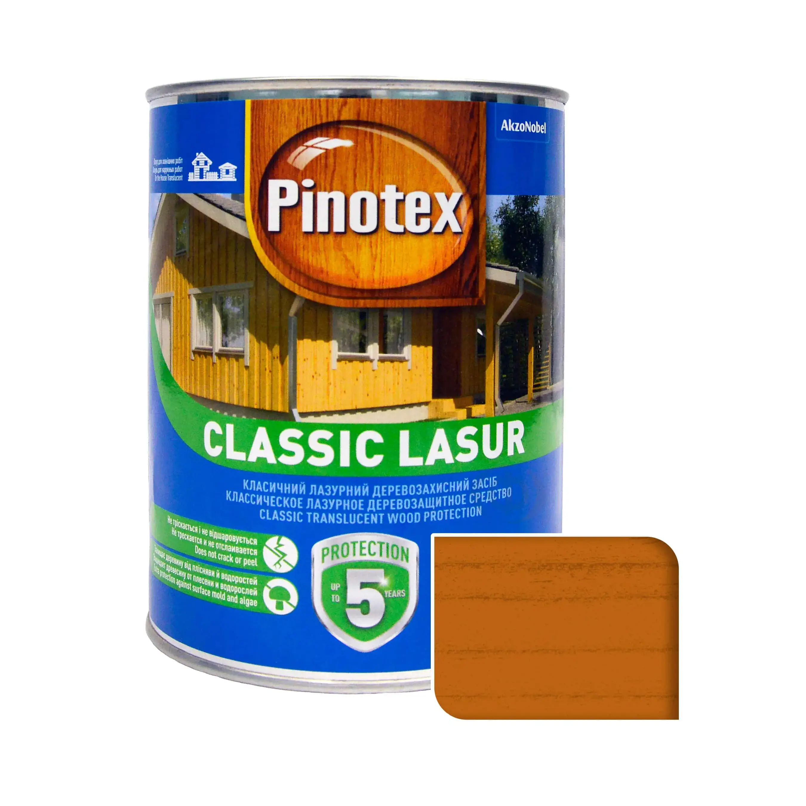 Лазур для деревини Pinotex Classic Lasur, 1 л, орегон, матовий - 395251