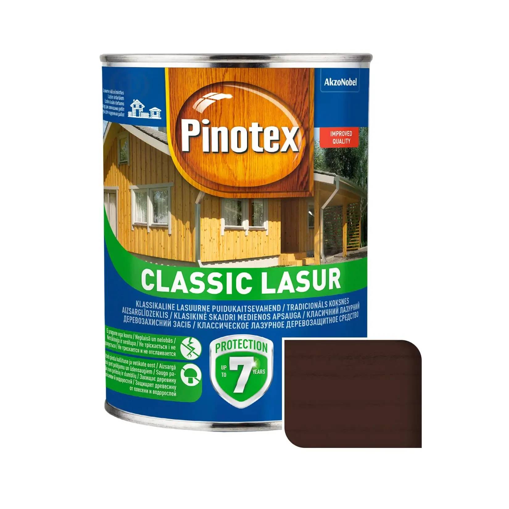 Лазур для деревини Pinotex Classic Lasur, 1 л, палісандр, матовий - 395261