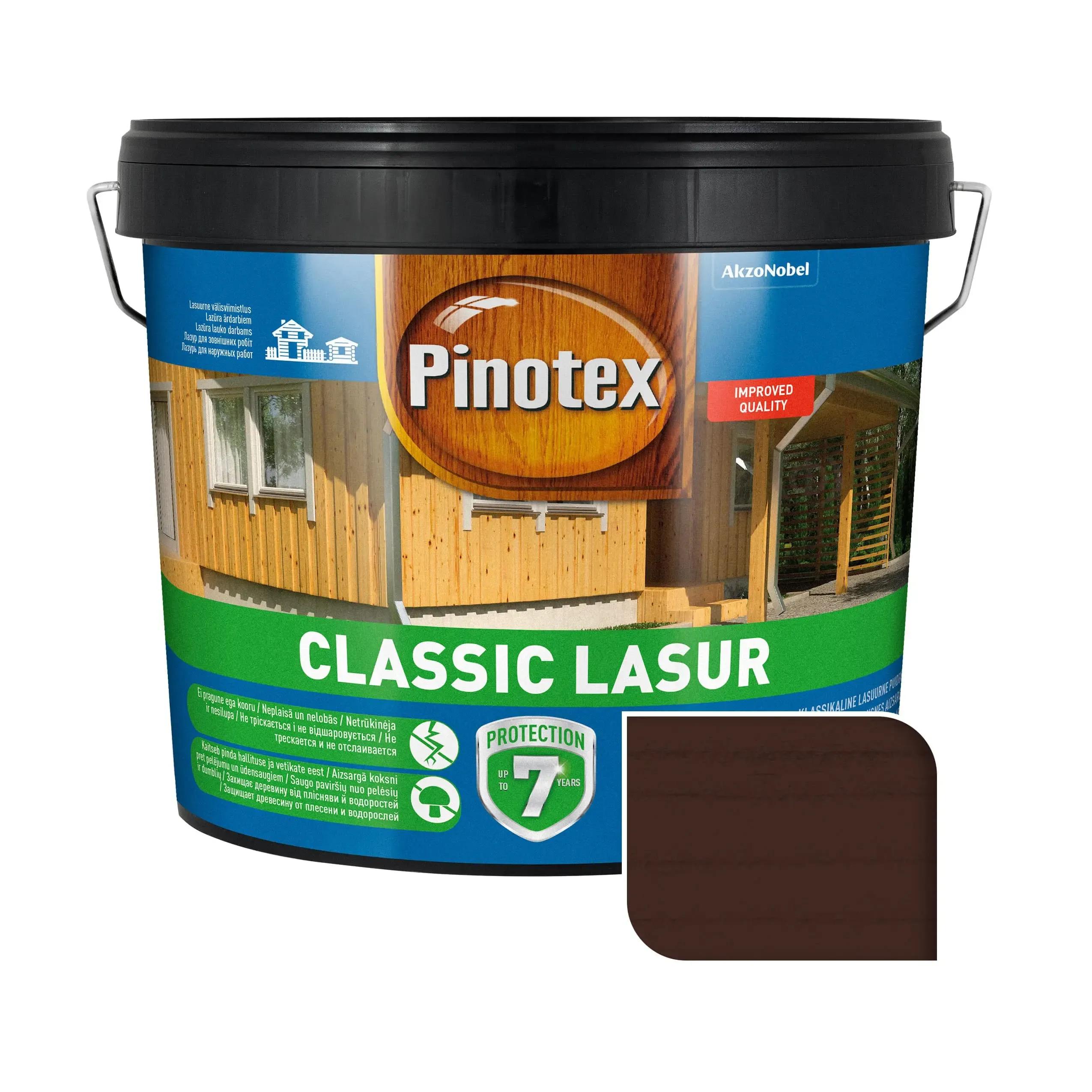 Лазур для деревини Pinotex Classic Lasur, 10 л, палісандр, матовий - 395331