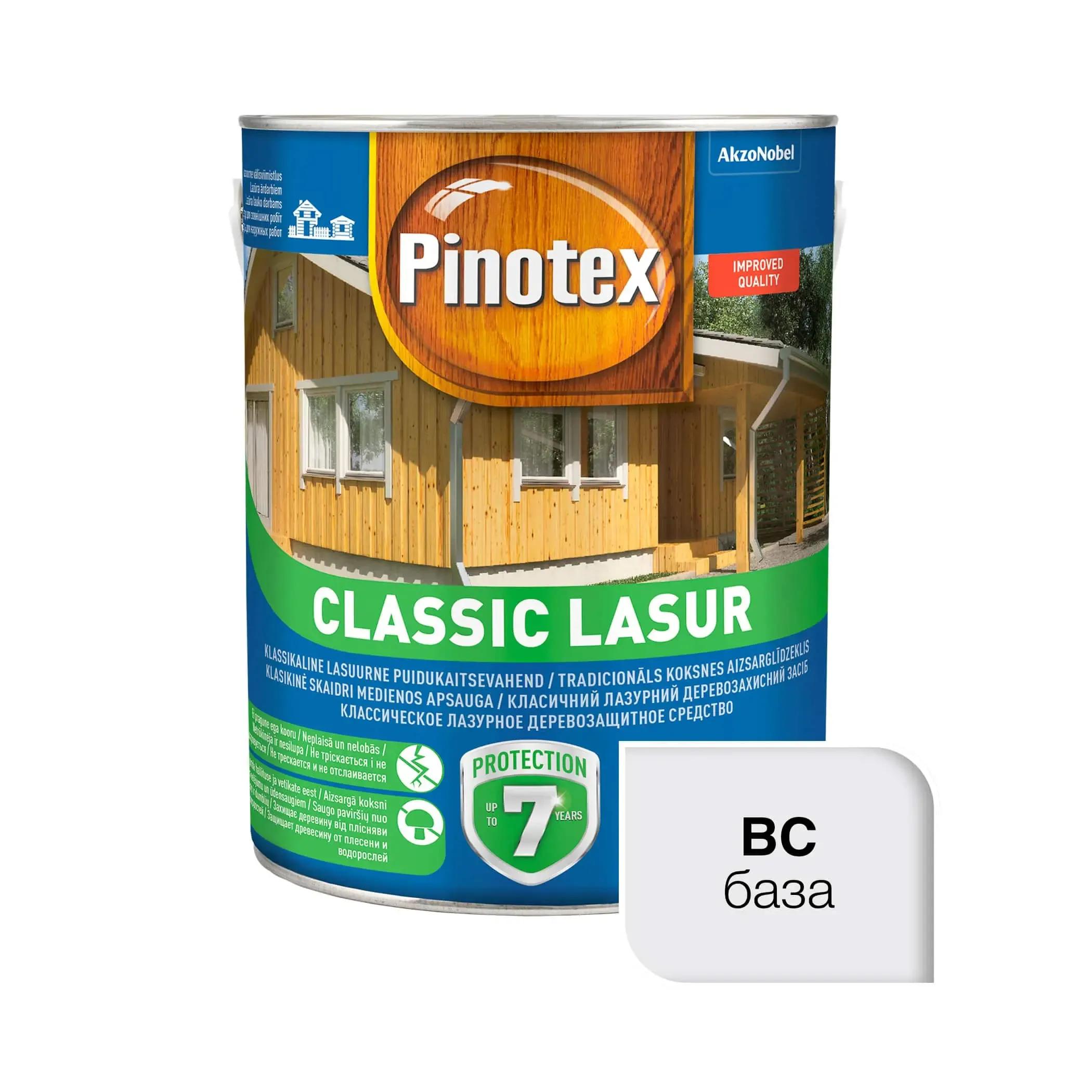 Лазур для деревини Pinotex Classic Lasur, 3 л, безбарвний, матовий - 395361