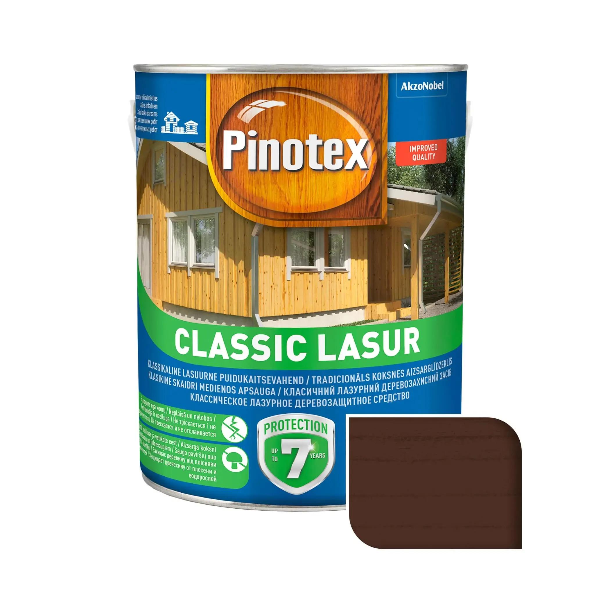 Лазур для деревини Pinotex Classic Lasur, 3 л, горіхове дерево, матовий - 395371