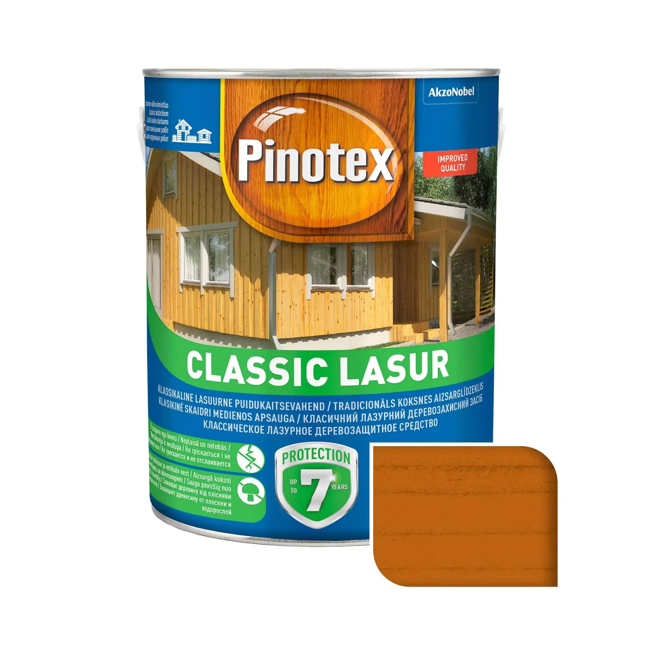Лазур для деревини Pinotex Classic Lasur, 3 л, орегон, матовий - 395391