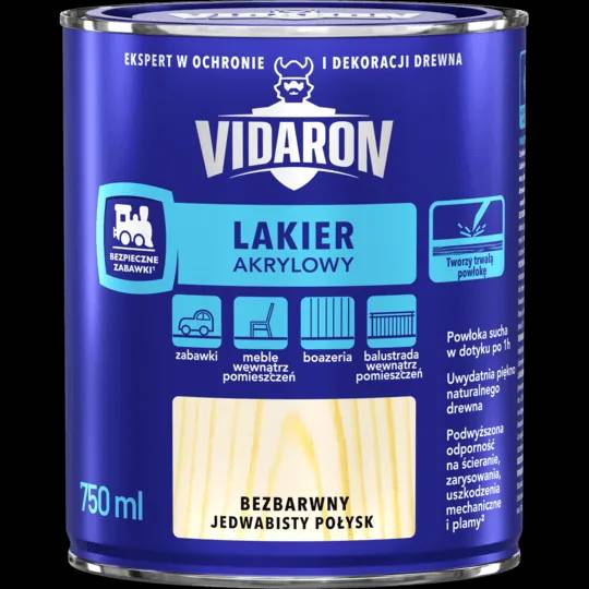 Лак акриловий для дерева Vidaron (для внутрішніх робіт), 0,75 л, безбарвний, шовковистий глянець - 396800