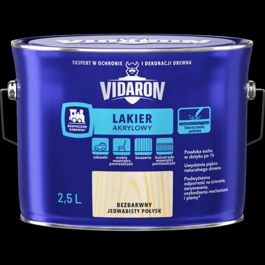 Лак акриловый для древесины Vidaron (для внутренних работ), 2,5 л, бесцветный, шовковистий глянець - 396801