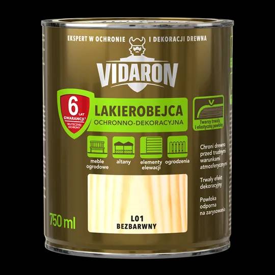 Лак захисно-декоративний для деревини Vidaron, 0,75 л, L01 безбарвний, глянсовий - 396862