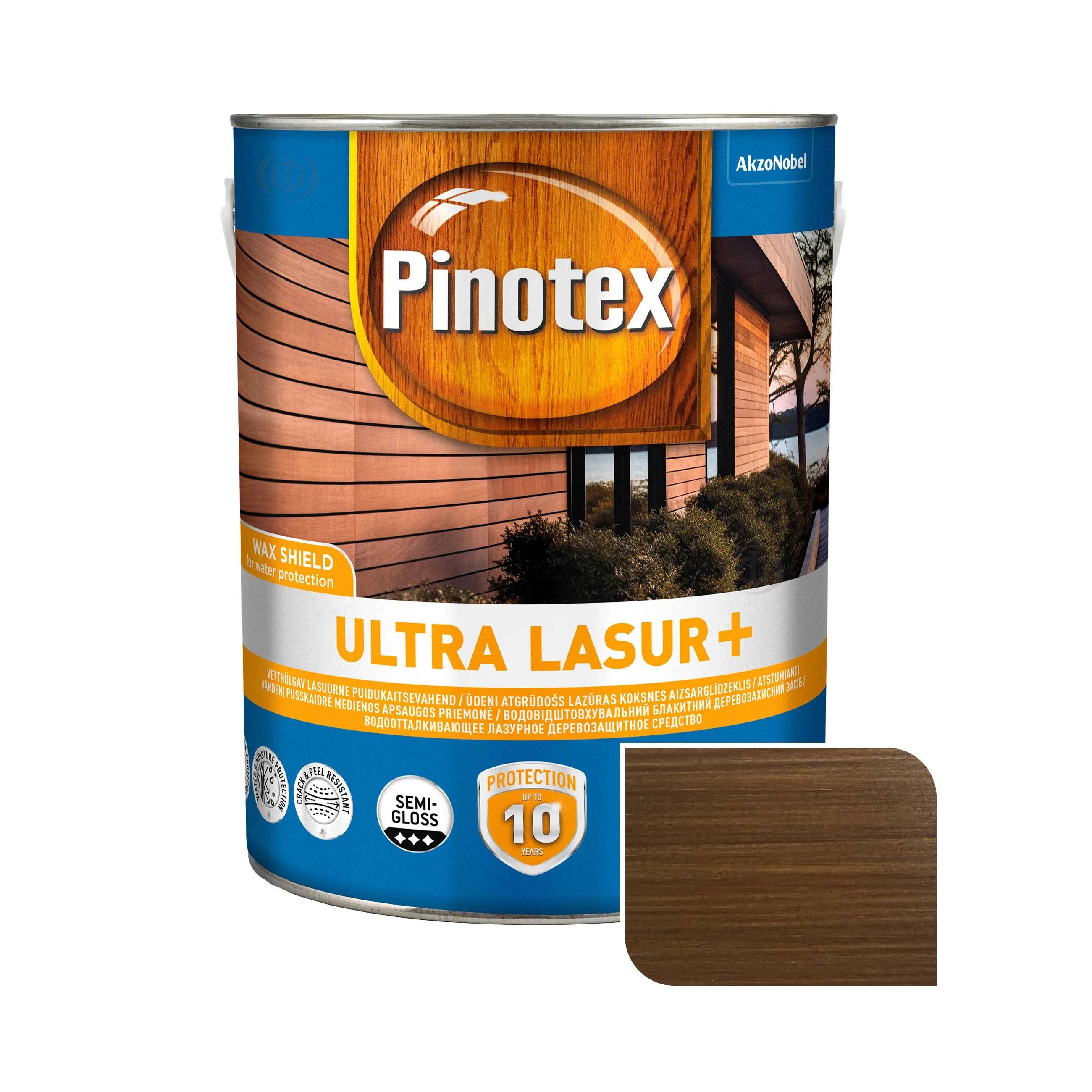 Просочення для дерева Pinotex Ultra Lasur+ з декоративним ефектом, горіхове дерево, 3 л, напівглянсовий - 403981