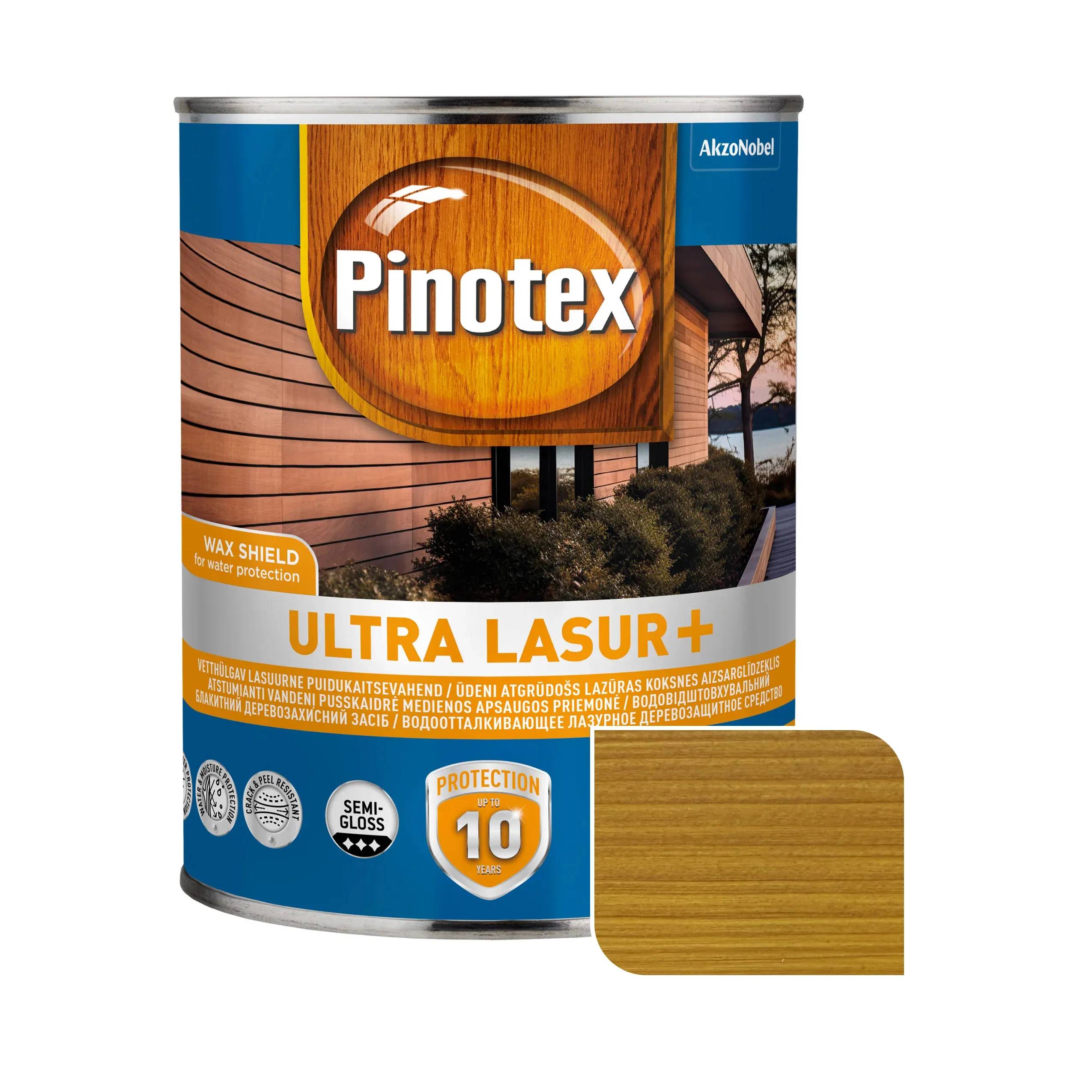 Просочення для дерева Pinotex Ultra Lasur+ з декоративним ефектом, орегон, 1 л, напівглянсовий - 403983