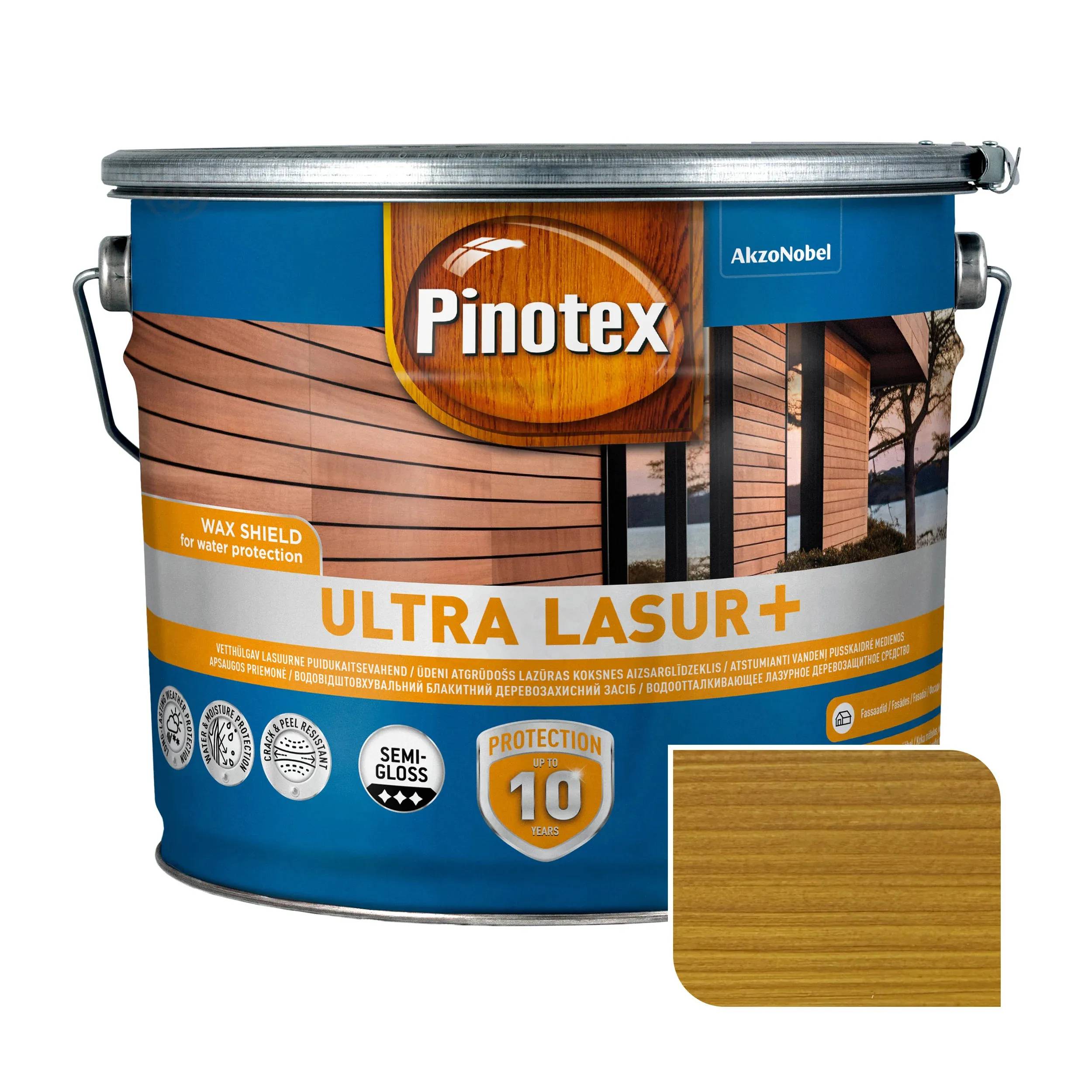 Пропитка для дерева Pinotex Ultra Lasur+ с декоративным эффектом, орегон, 10 л, полуглянцевый - 403985