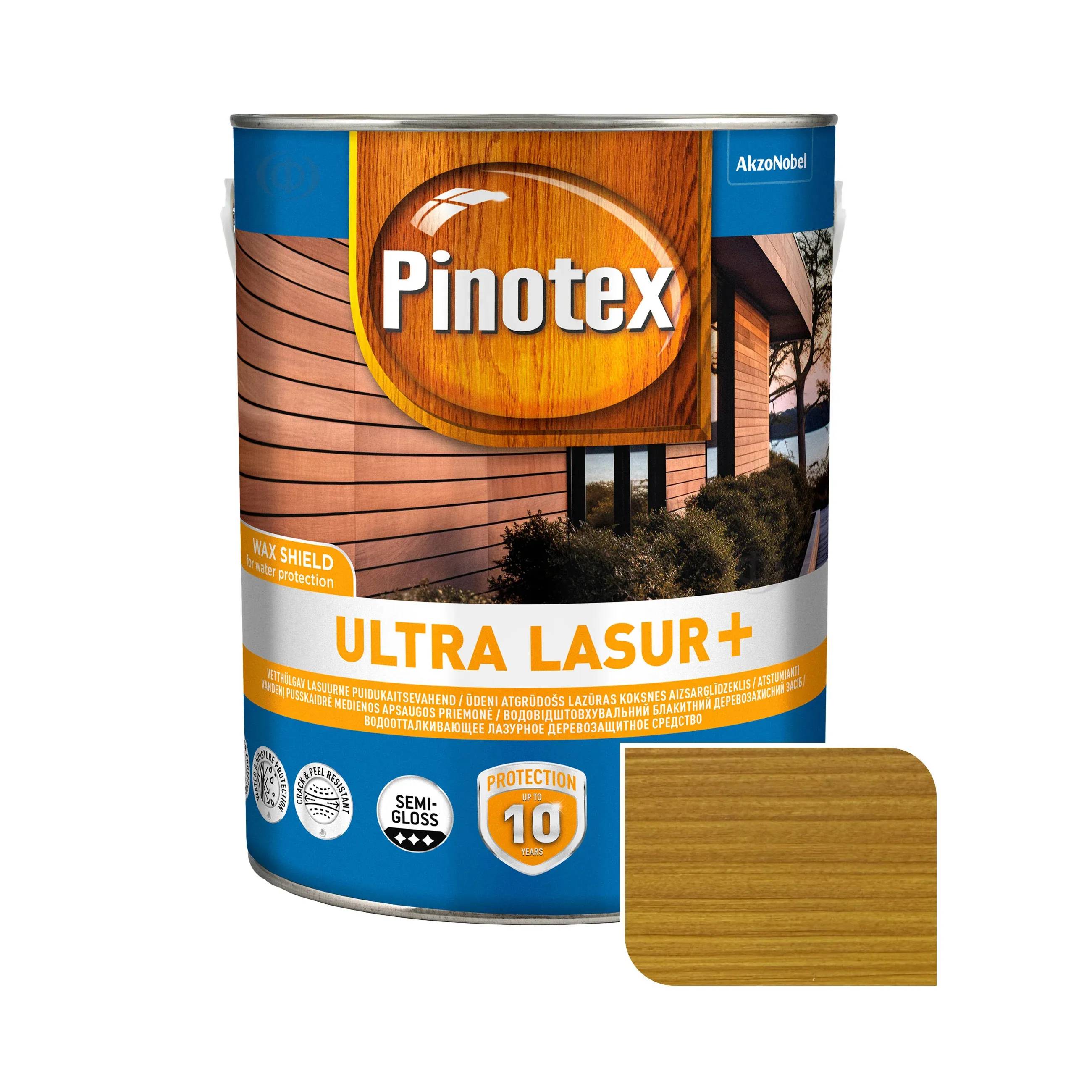 Просочення для дерева Pinotex Ultra Lasur+ з декоративним ефектом, орегон, 3 л, напівглянсовий - 403987