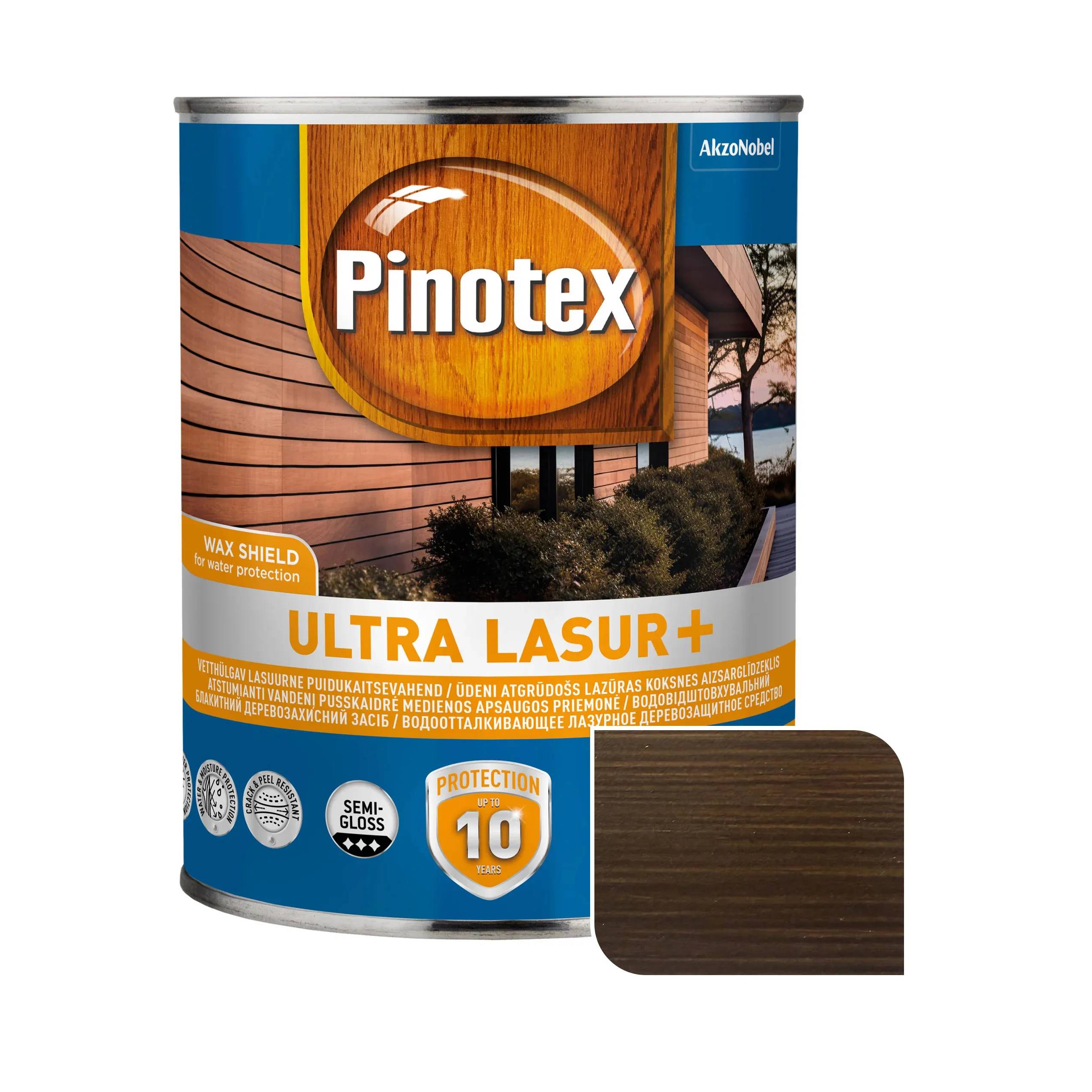 Просочення для дерева Pinotex Ultra Lasur+ з декоративним ефектом, палісандр, 1 л, напівглянсовий - 403989