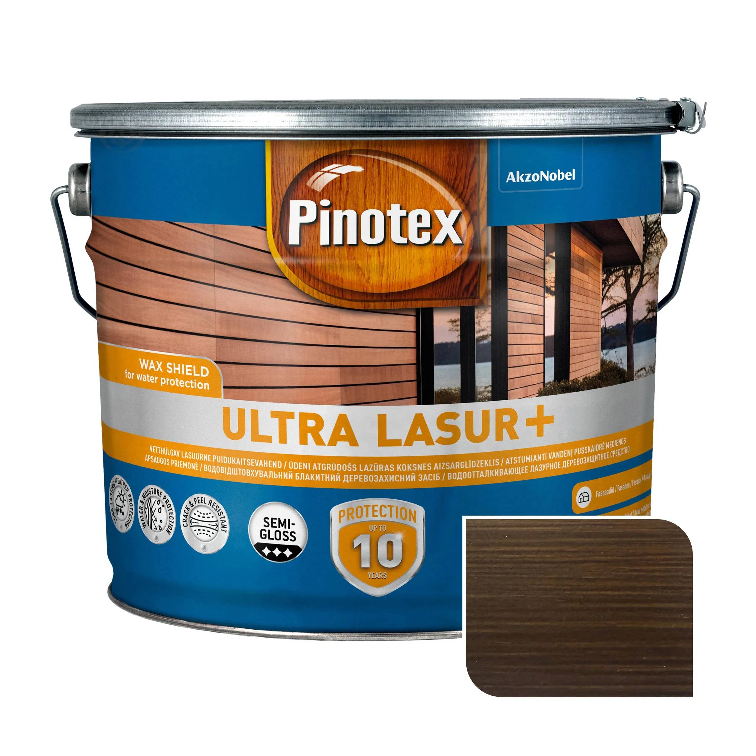 Пропитка для дерева Pinotex Ultra Lasur+ с декоративным эффектом, палисандр, 10 л, полуглянцевый - 403991