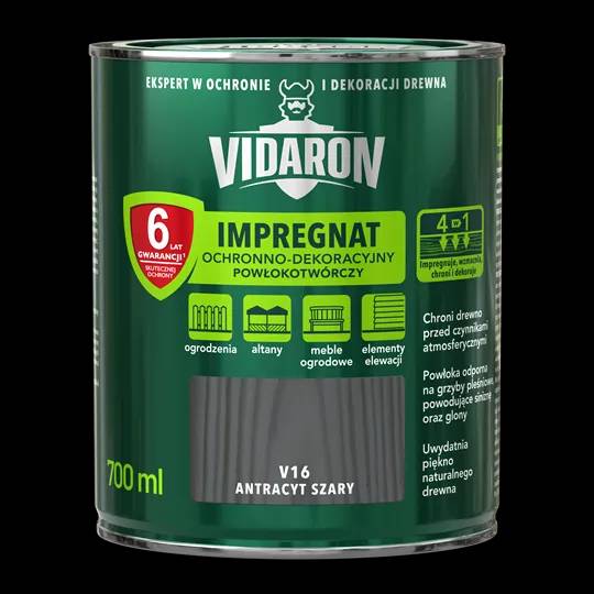 Пропитка импрегнат для древесины Vidaron, 0,7 л, V16 серый антрацит, матовый - 404095