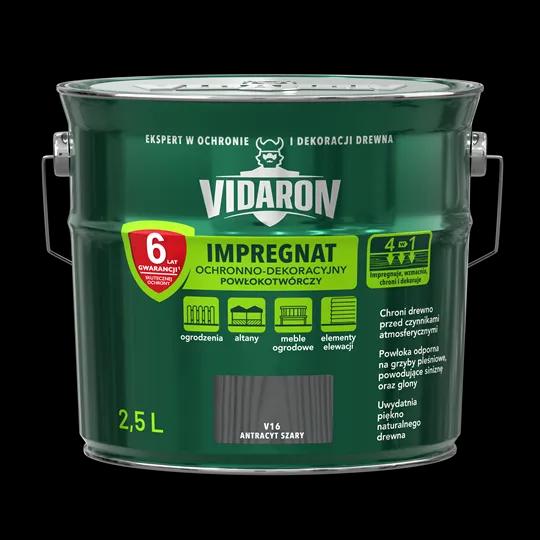 Просочення імпрегнат для деревини Vidaron, 2,5 л, V16 сірий антрацит, матовий - 404109