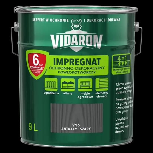 Пропитка импрегнат для древесины Vidaron, 9 л, V16 серый антрацит, матовый - 404122