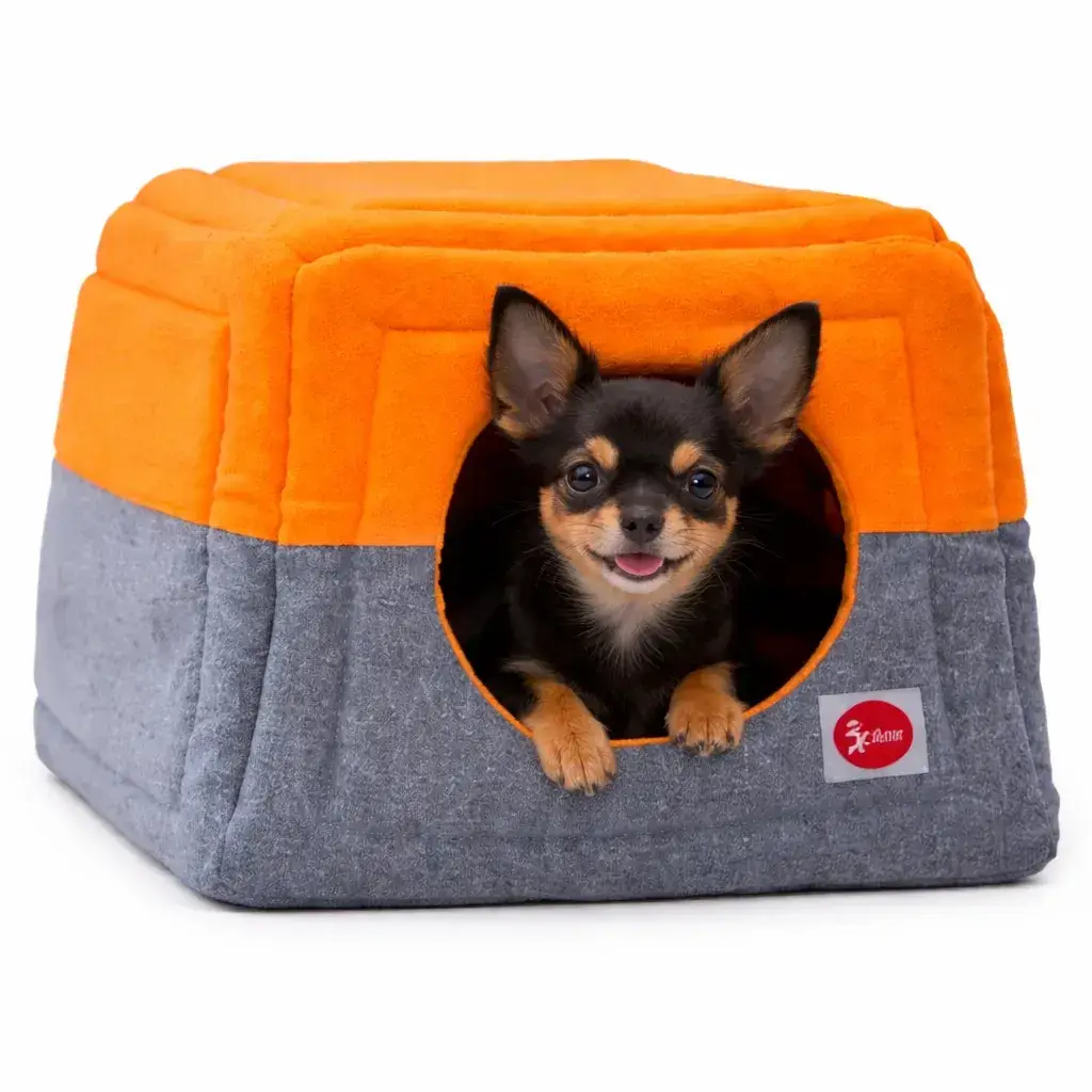 Лежак для тварин DIEGO rest transformer print 8_Оранж-ciрий (38*38*32) - 412134