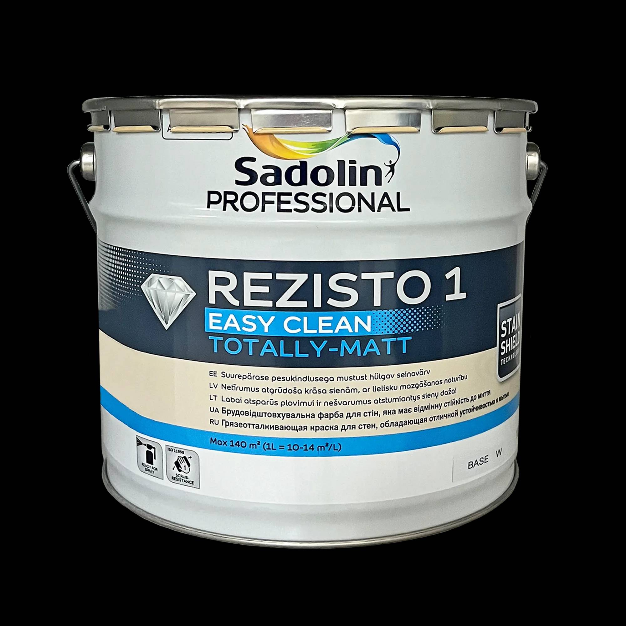 Акриловая краска Sadolin Professional Rezisto 1 для стен, грязеотталкивающая, 10 л, белая, BW - 412508