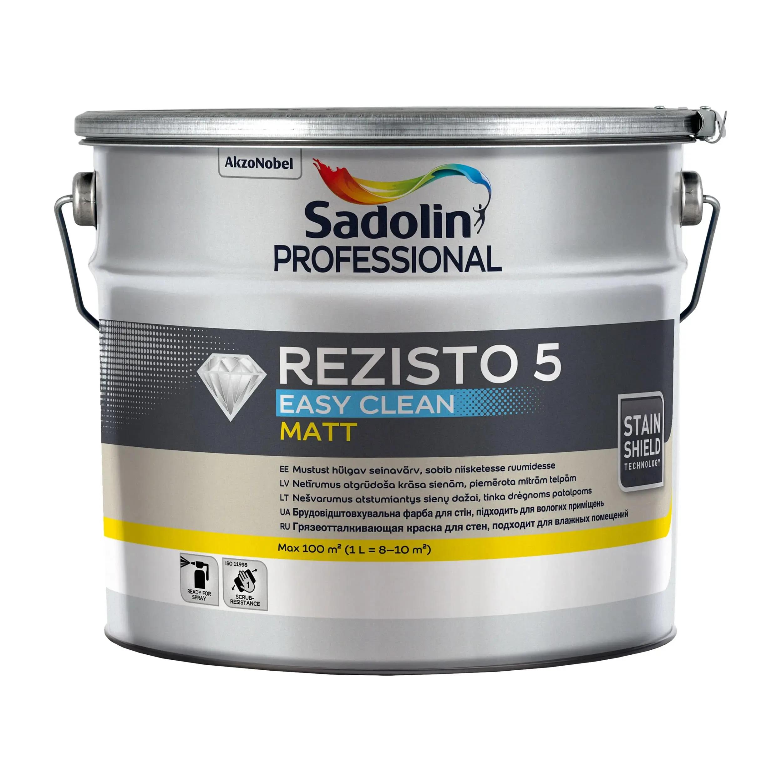 Акрилова фарба, для стін брудовідштовхувальна Sadolin Professional Rezisto 5 Easy Clean, 10 л , біла, матовий,BW - 412550