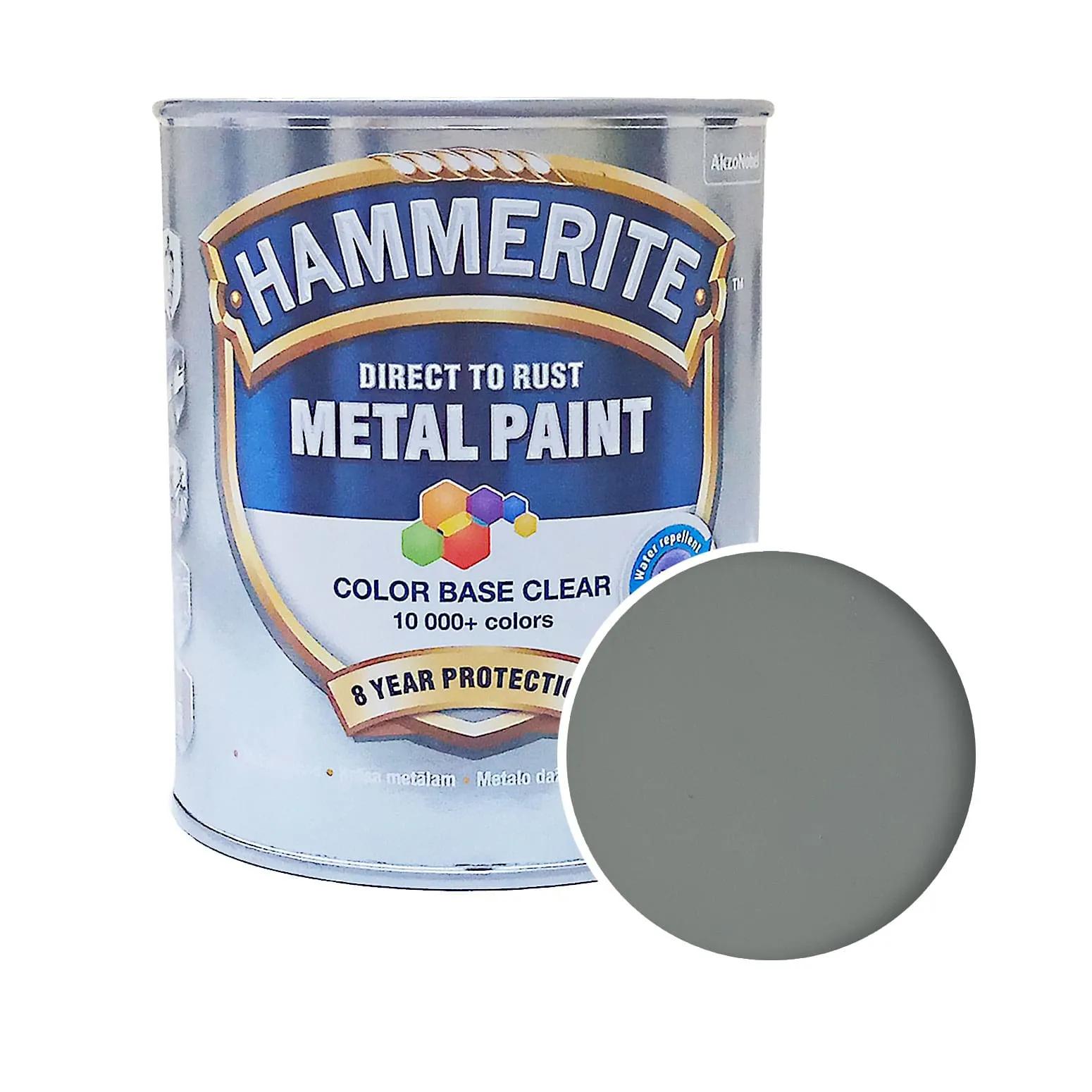 Гладка фарба 3 в 1 по металу Hammerite Metal Paint Smooth захисна, 0,7 л, RAL 7042 сіра, глянсова - 412594