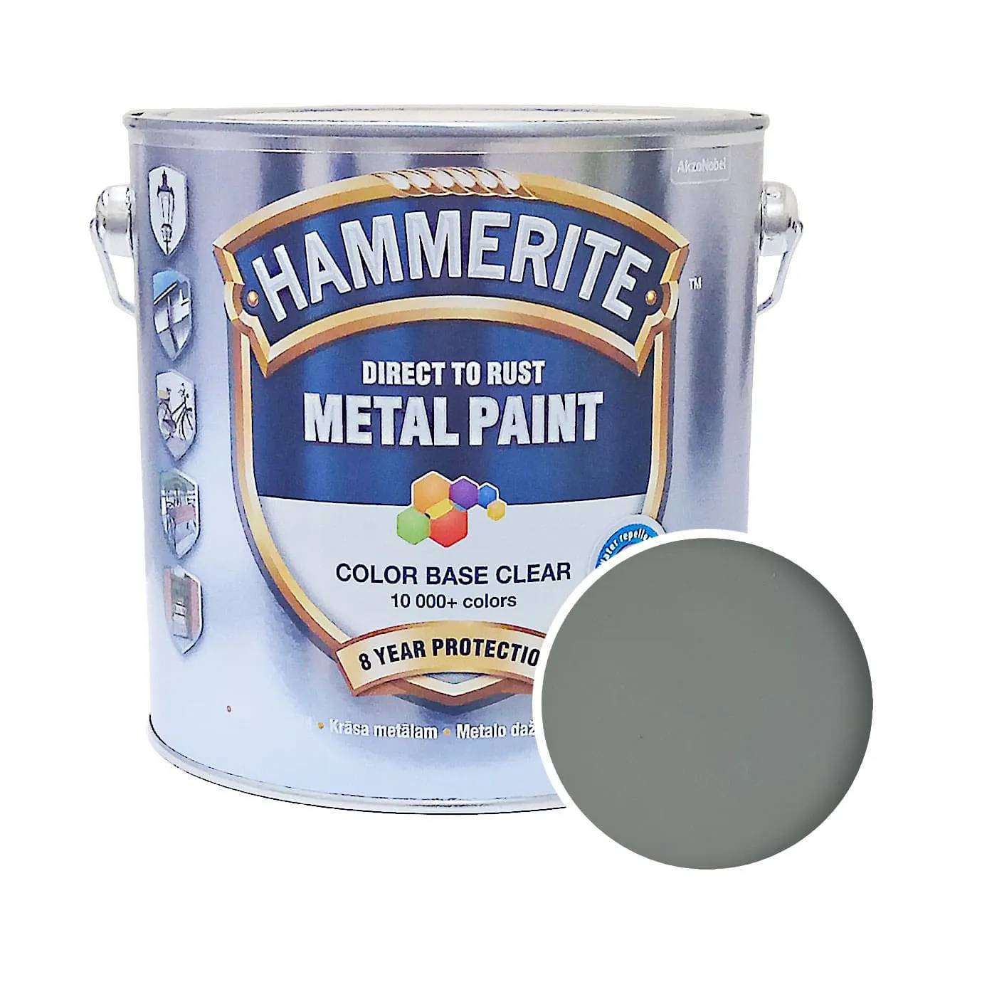 Гладкая краска 3 в 1 по металлу Hammerite Metal Paint Smooth защитная, 2,5 л, RAL 7016 графитовая/антрацит, глянцевая - 412597