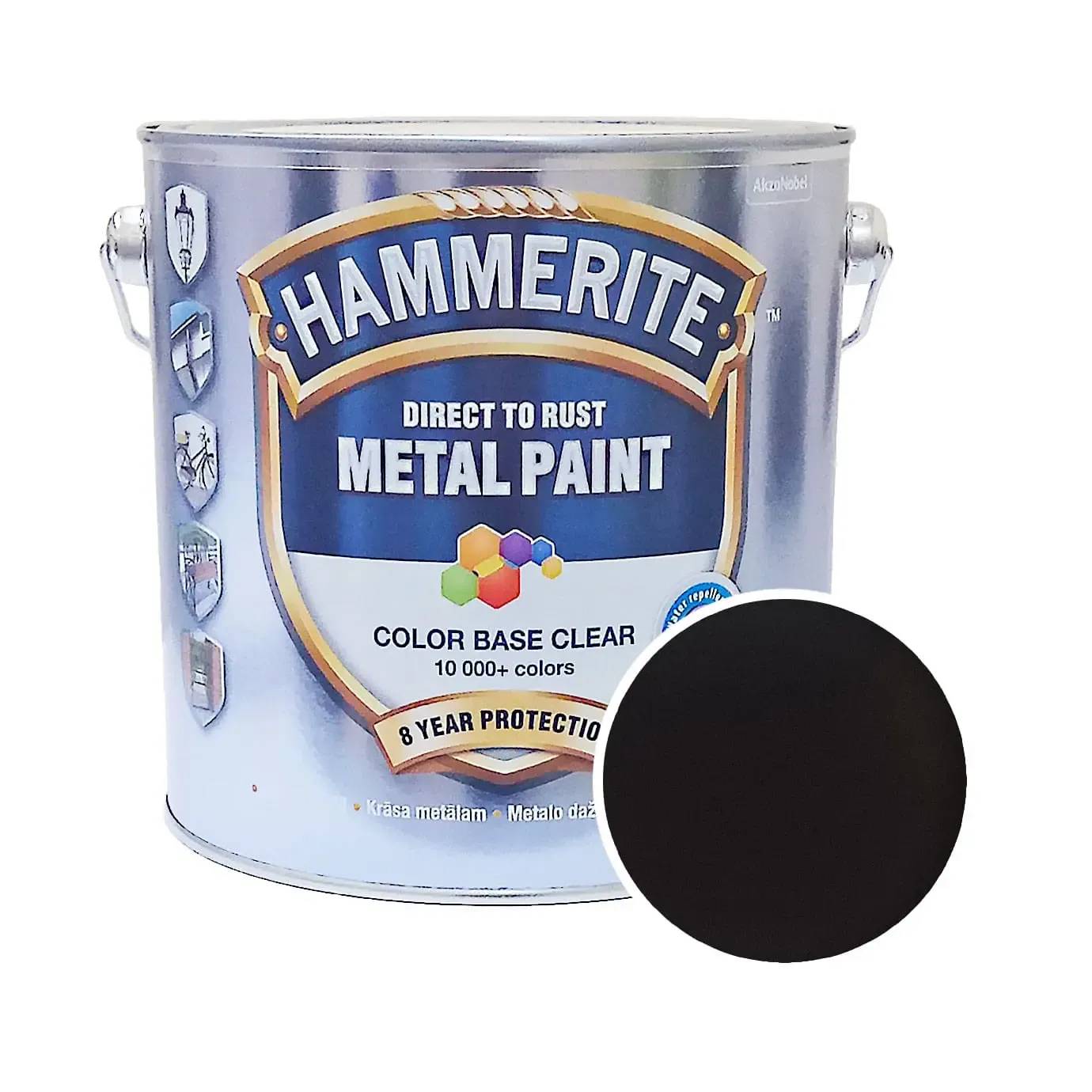 Гладкая краска 3 в 1 по металлу Hammerite Metal Paint Smooth защитная, 2,5 л, RAL 8019 тёмно-коричневая, глянцевая - 412599