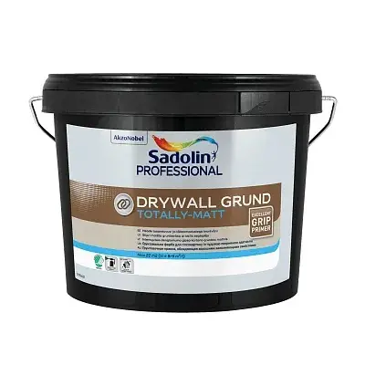 Ґрунтувальна фарба на водній основі Sadolin Professional Drywall Grund для стін та стелі, 2.5 л, біла, BW - 412610