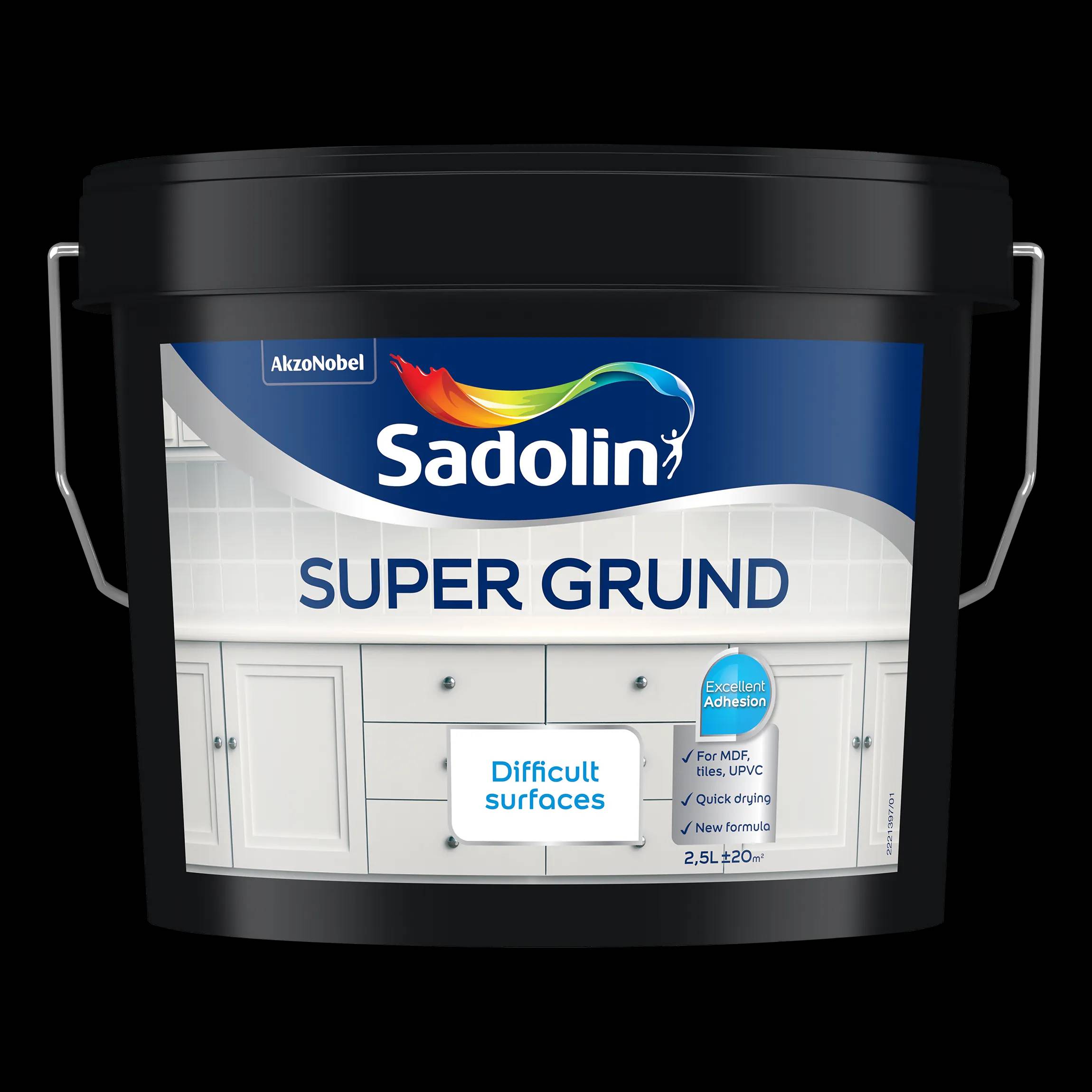 Ґрунтувальна фарба на водній основі Sadolin Super Grund для стін, стелі та складних поверхонь, 2,5 л, біла, матовий, BW - 412625