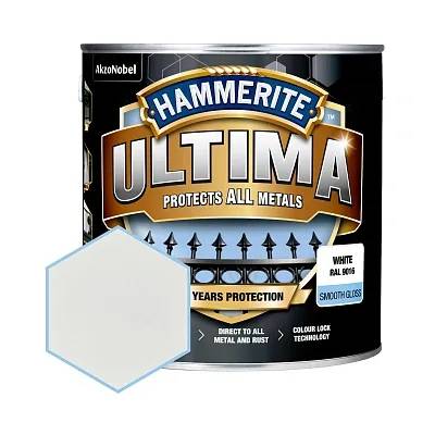 Захисна фарба 3 в 1 по металу на водній основі Hammerite Ultima, 2,2 л, білий, глянцева - 412739
