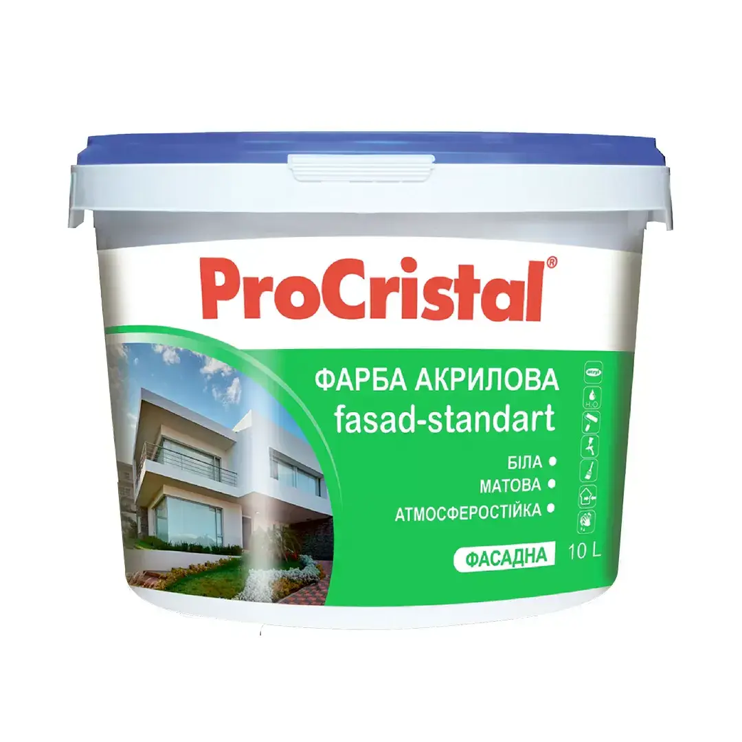 Краска "Фасад" ИРКОМ ИР-131 EcoCristal, 1 л, белый, матовый, A - 412861
