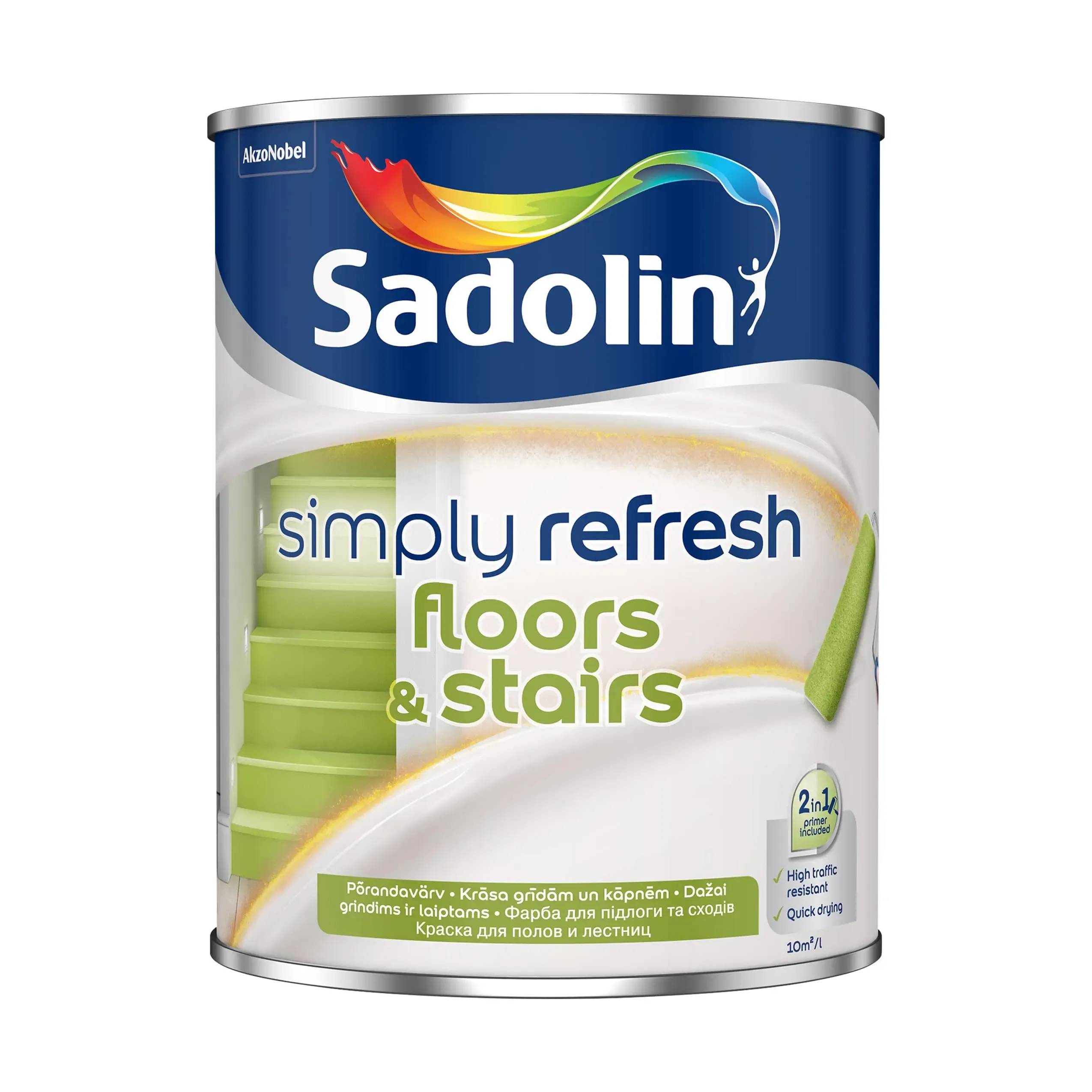 Краска 2-в-1 Sadolin Simply Refresh Floors & Stairs для пола и лестницы, 0,84 л, бесцветный, полуматовая, BС - 412874