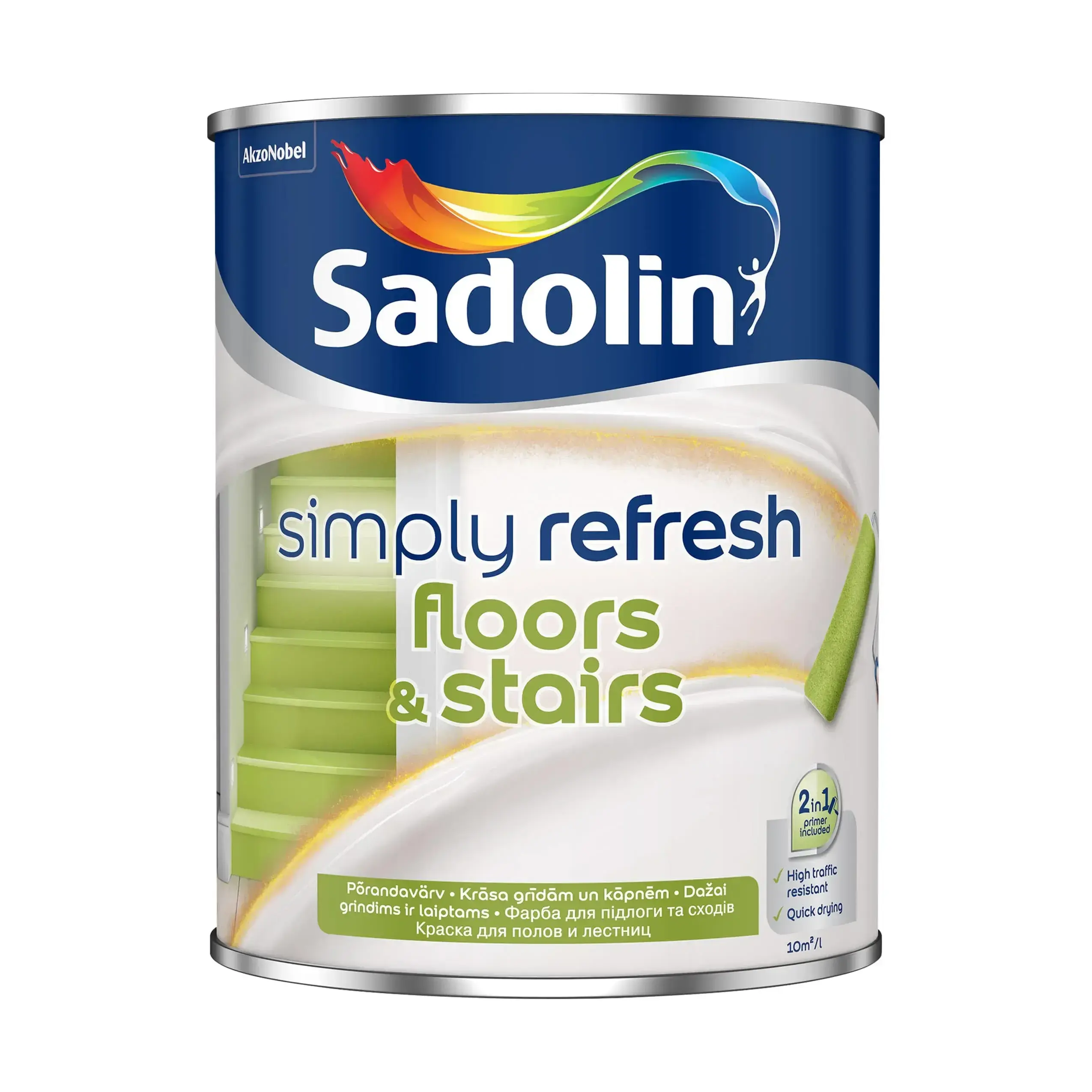 Фарба 2-в-1 Sadolin Simply Refresh Floors & Stairs для підлоги та сходів, 0,9 л, біла, напівматова, BW - 412881