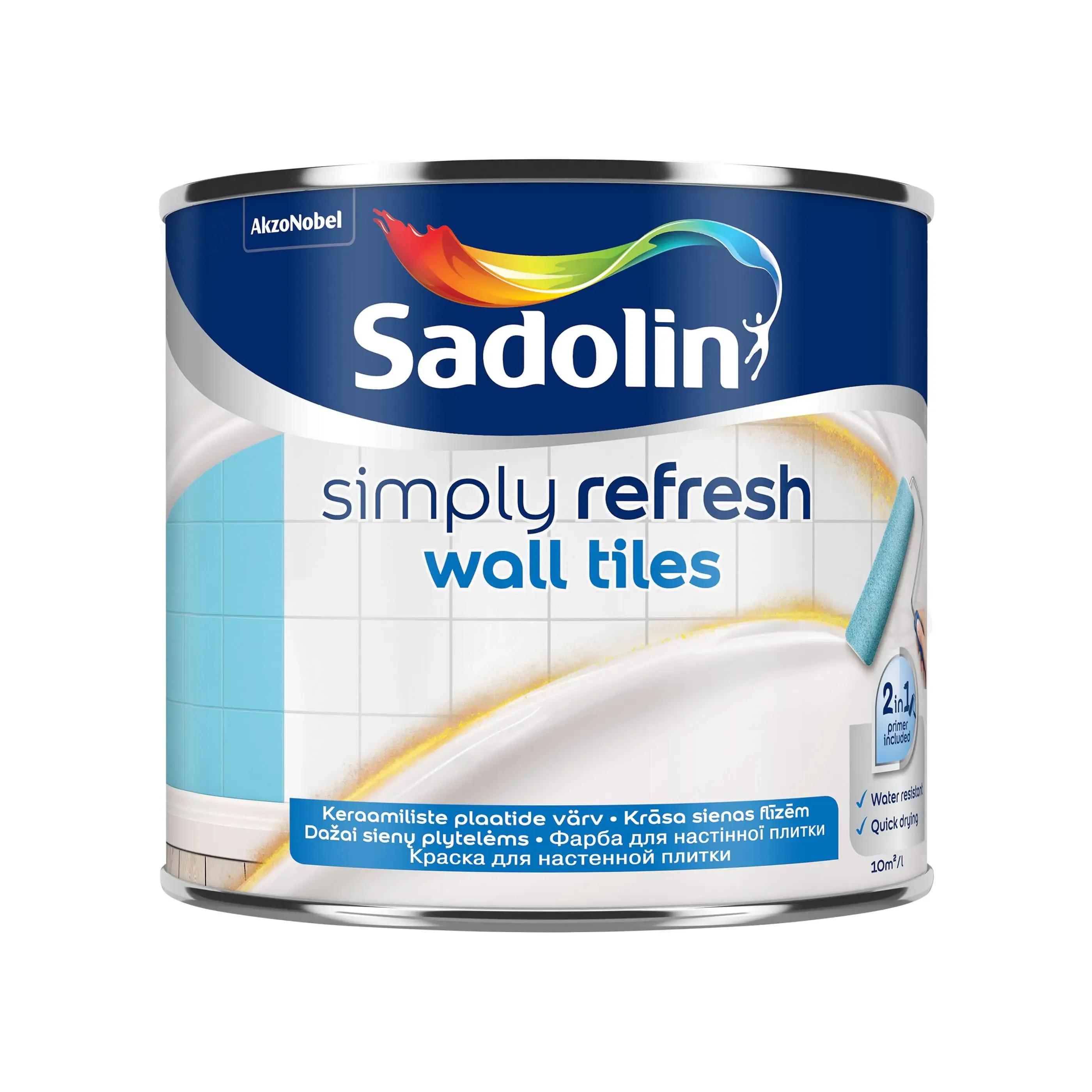 Фарба 2-в-1 Sadolin Simply Refresh Wall Tiles для керамічної плитки, 0,5 л, біла, напівматова, BW - 412940