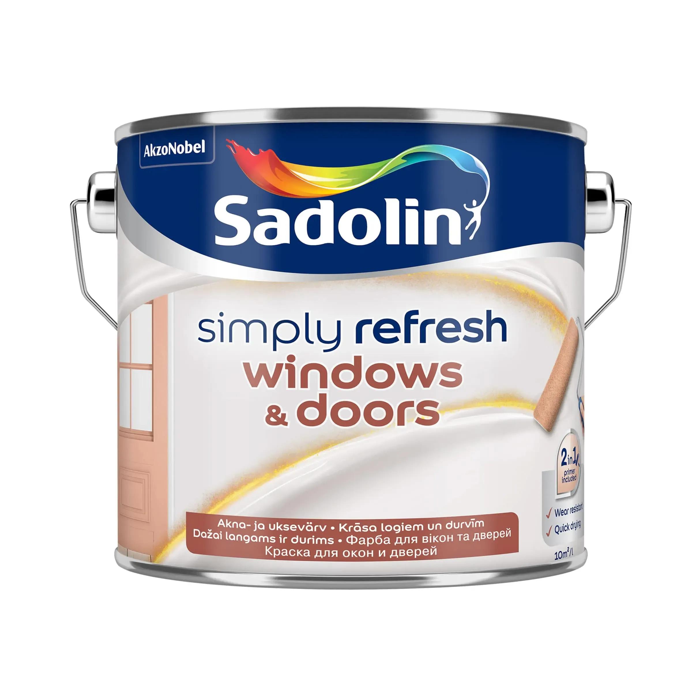 Фарба 2-в-1 Sadolin Simply Refresh Windows & Doors для вікон і дверей, 2,33 л, безбарвна, напівматова, BC - 412958