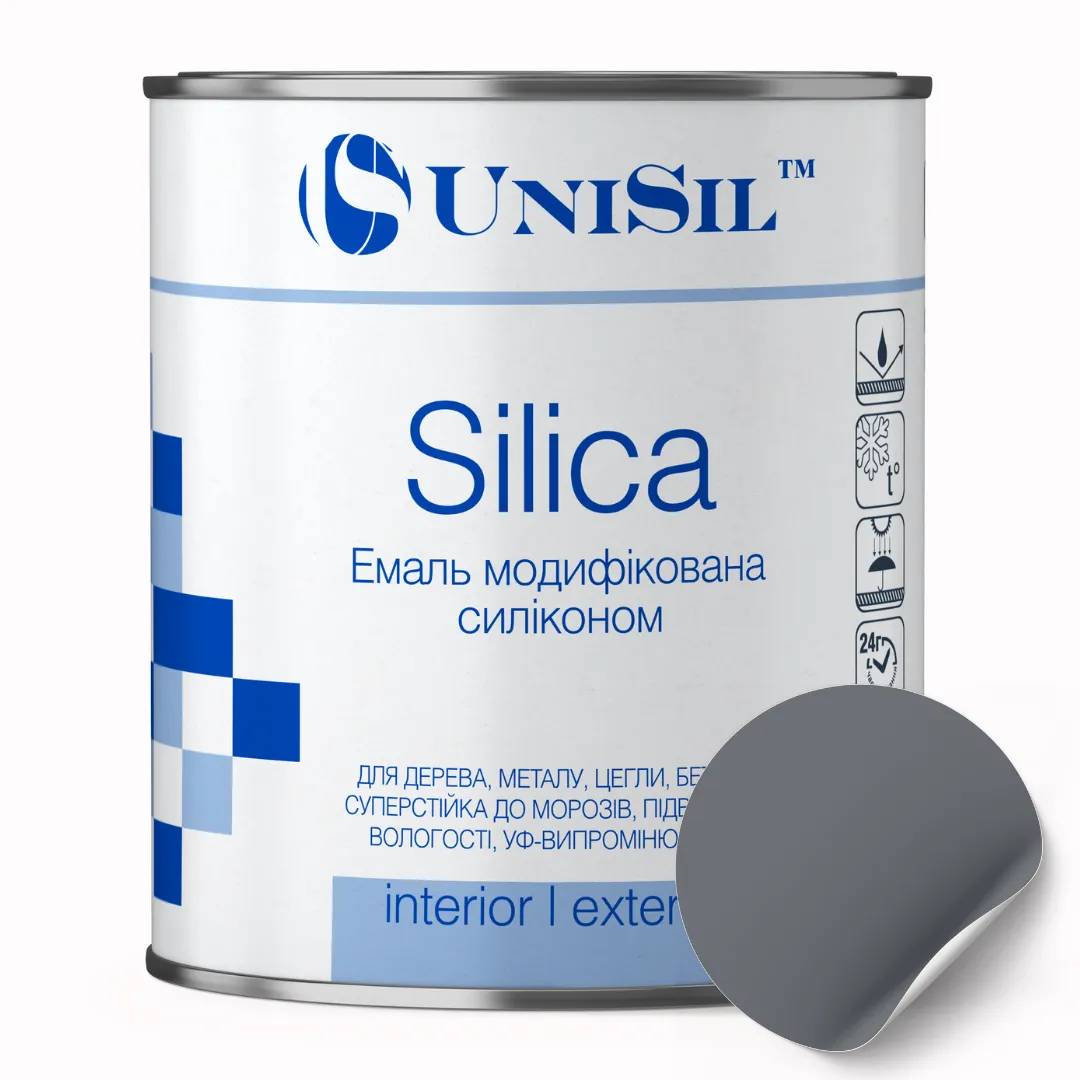 Пентафталевая эмаль UNISIL "Silica", RAL 7024 графит, матовая, масса нетто 0,9 кг - 414662