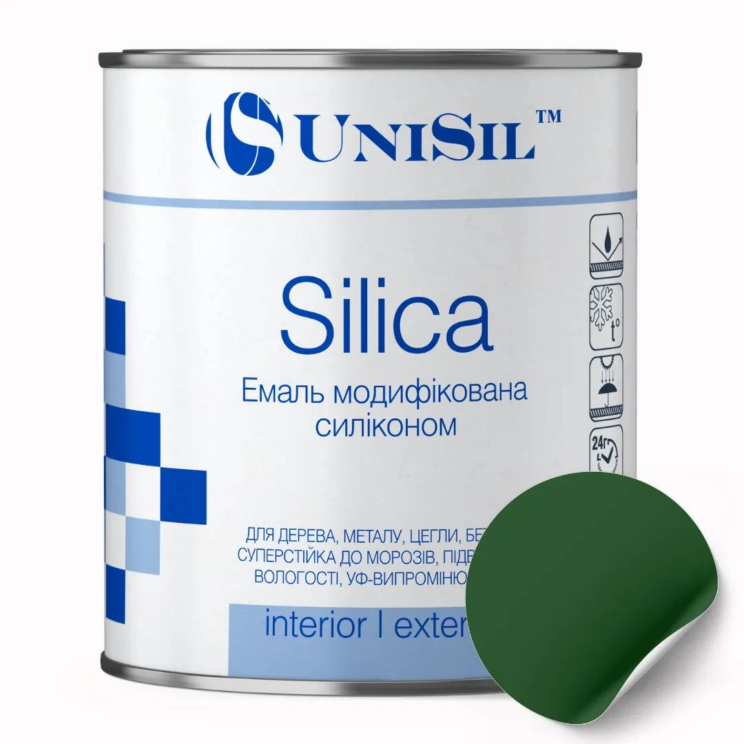 Пентафталева емаль UNISIL "Silica", темно-зелена, маса нетто 12 кг - 414672