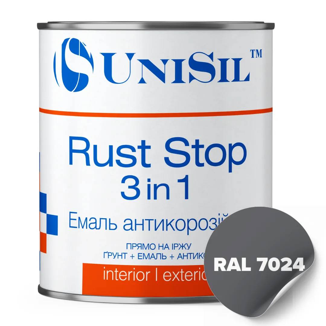 Емаль антикорозійна UniSil Rust Stop 3 in 1, графіт RAL 7024, 0,75 л - 414717