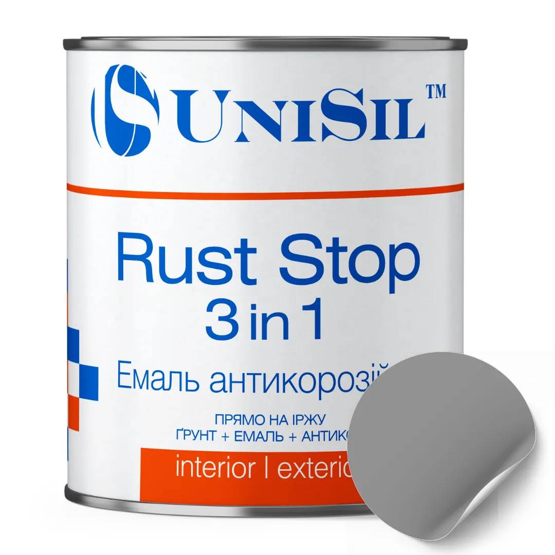 Емаль антикорозійна UniSil Rust Stop 3 in 1, сіра, 10 л - 414726