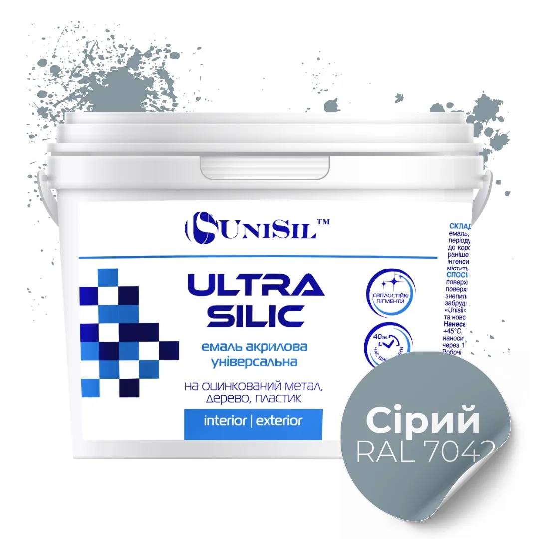 Емаль акрилова UniSil Ultra Silic, сіра, 0,9 л - 414760