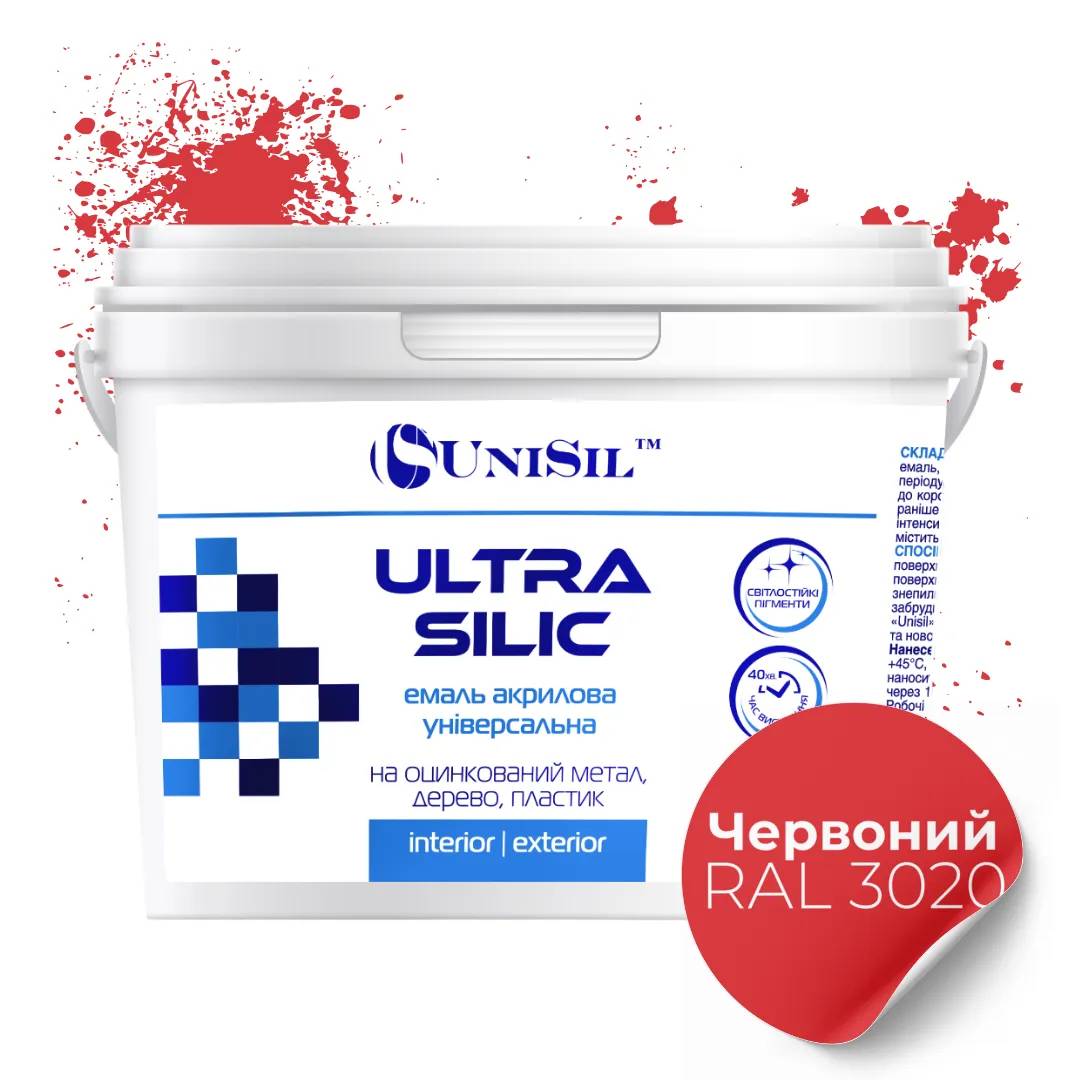 Эмаль акриловая UniSil Ultra Silic, красная, 0,35 л - 414765