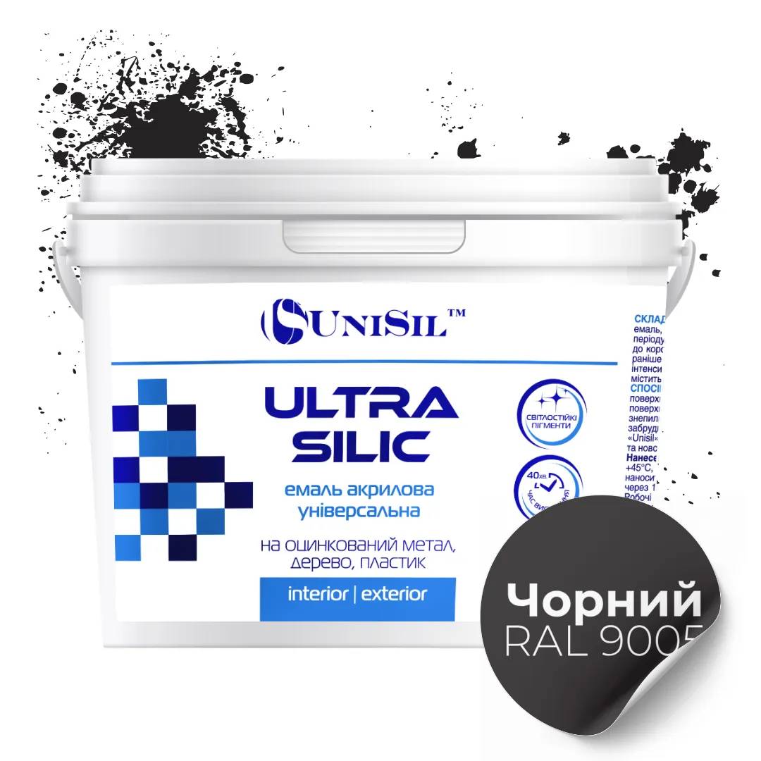 Емаль акрилова UniSil Ultra Silic, чорна, 0,9 л - 414772