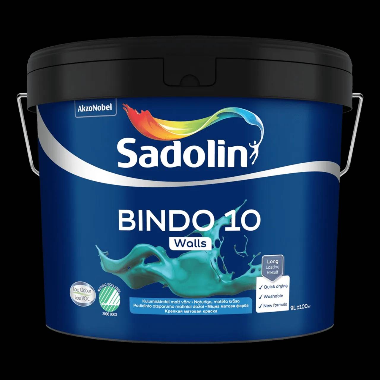 Краска моющаяся белая матовая для стен и потолков Sadolin Bindo 10, 10 л, белый - 414927