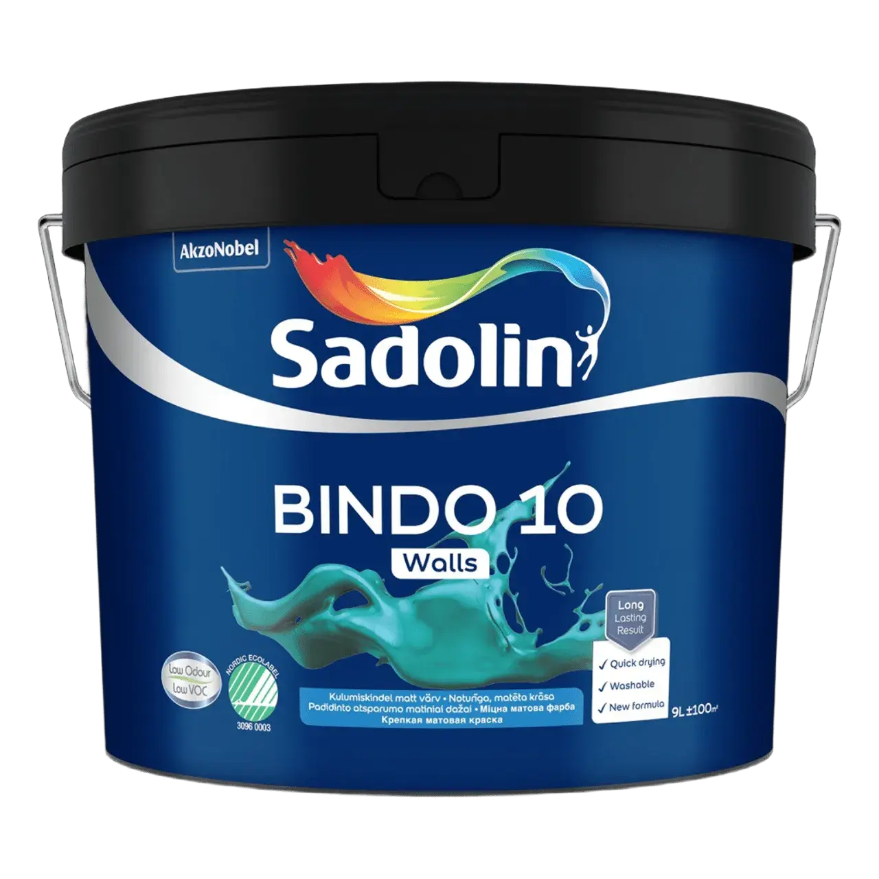 Краска моющаяся белая матовая для стен и потолков Sadolin Bindo 10, 10 л, белый - 414927