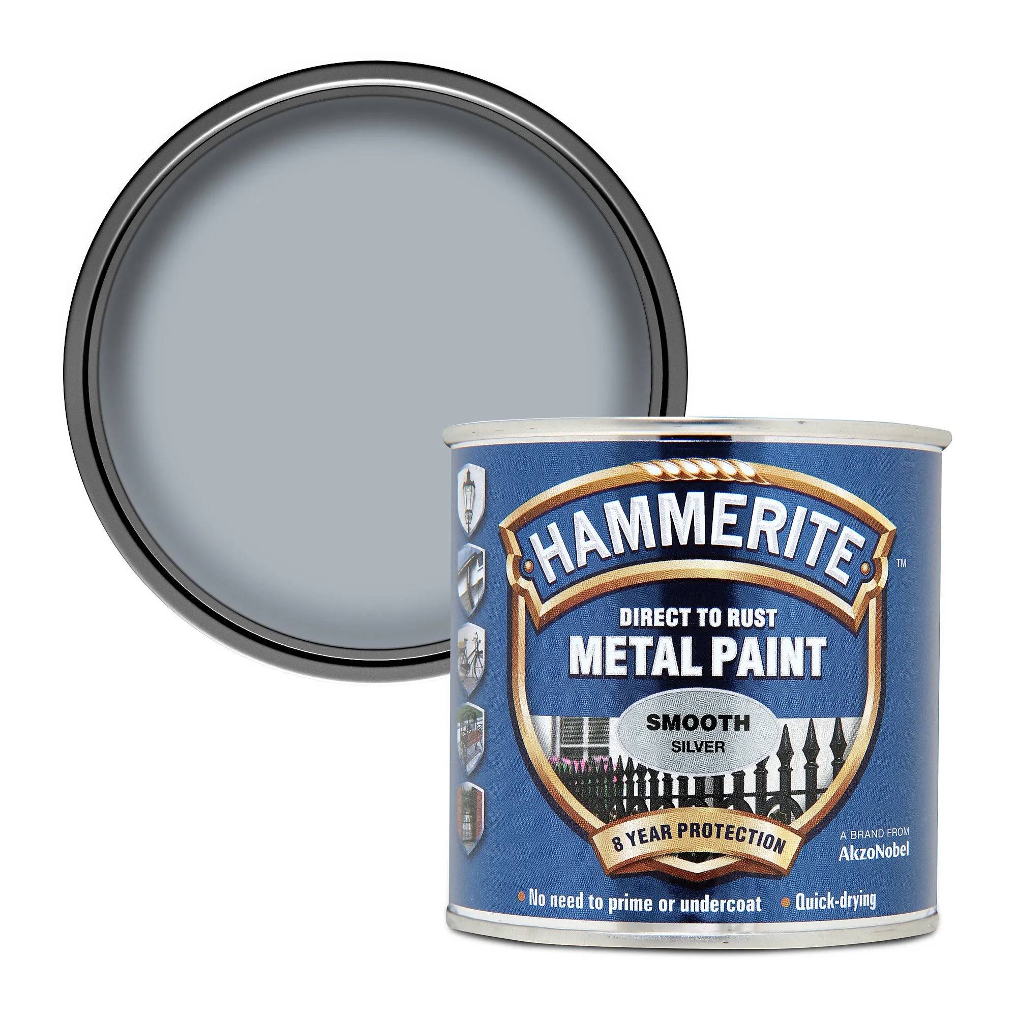 Фарба глянсова фінішна декоративна Hammerite Metal Paints, 0,25 л, сріблястий, глянсовий - 415020