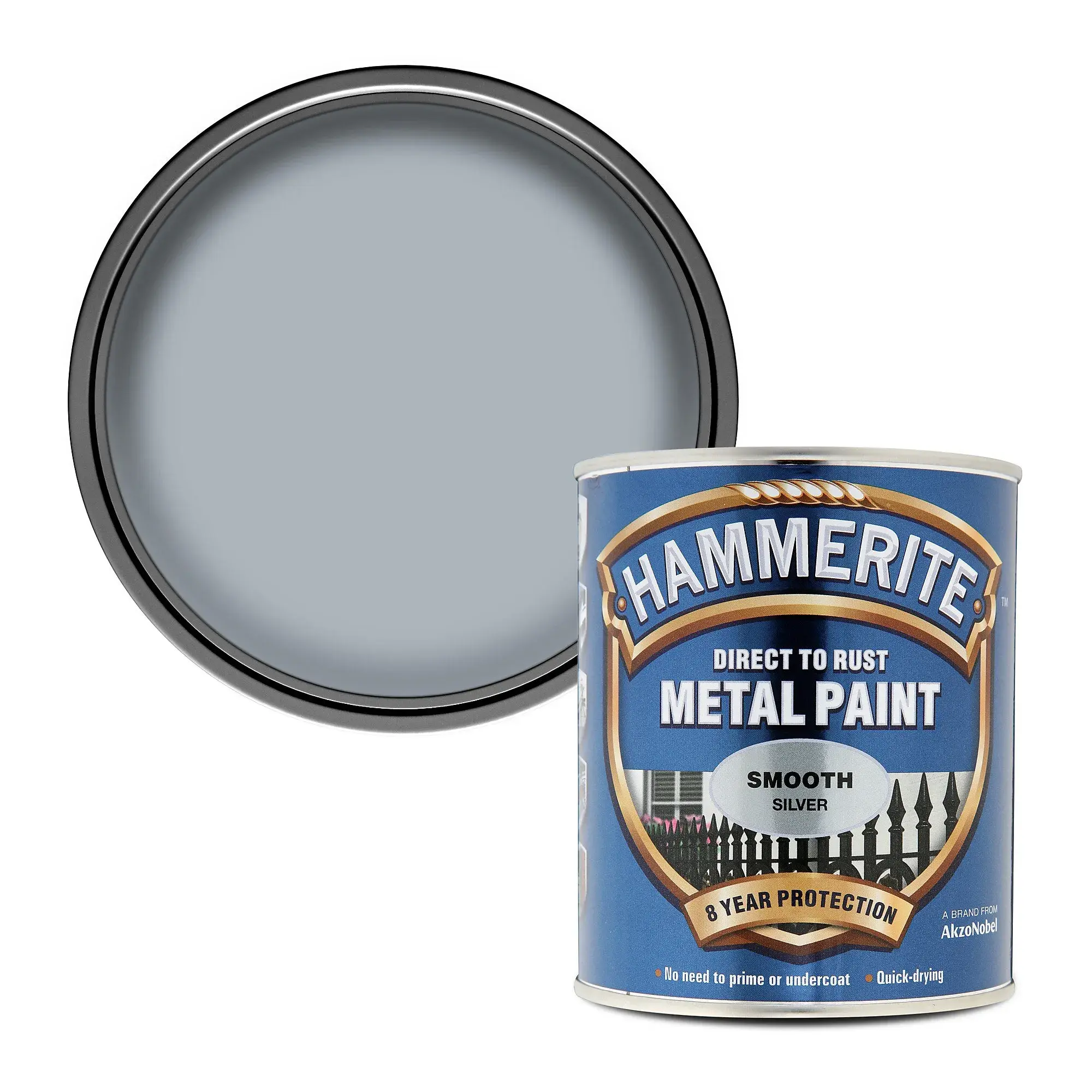 Фарба глянсова фінішна декоративна Hammerite Metal Paints, 2,5 л, сріблястий, глянсовий - 415066