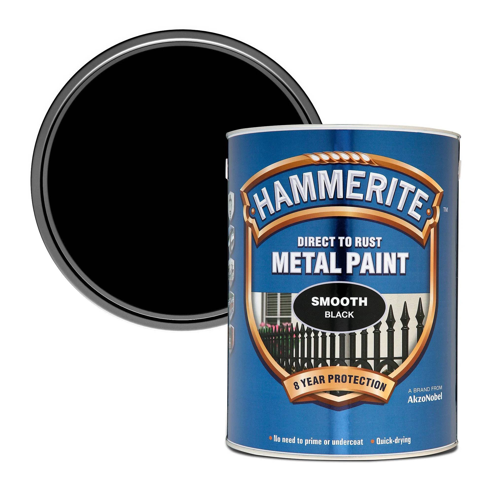 Краска глянцевая финишная декоративная Hammerite Metal Paints, 5 л, черный, глянцевый - 415079