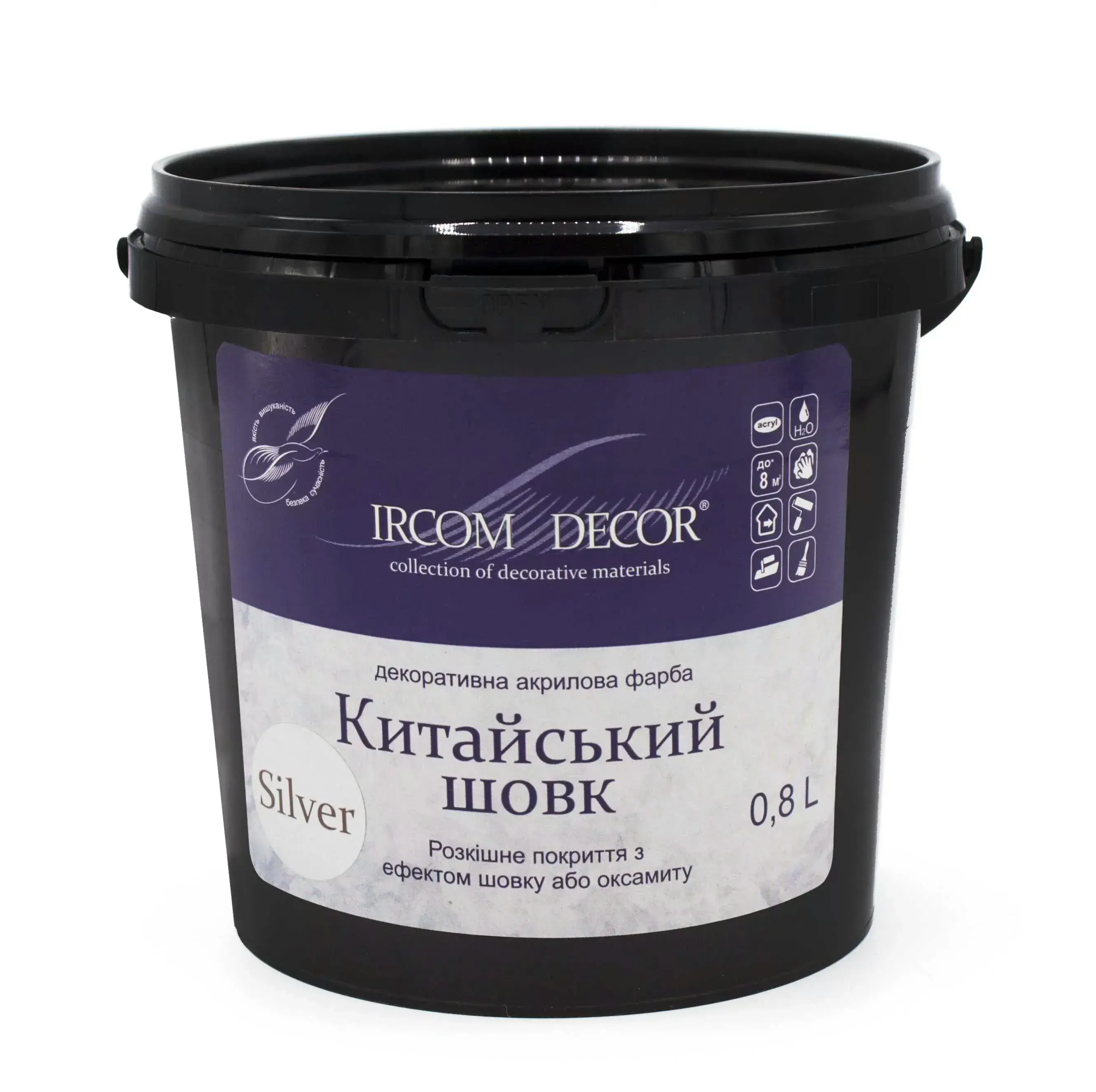 Фарба декоративна ІРКОМ Китайський шовк, 0,8 л, Silver - 415281