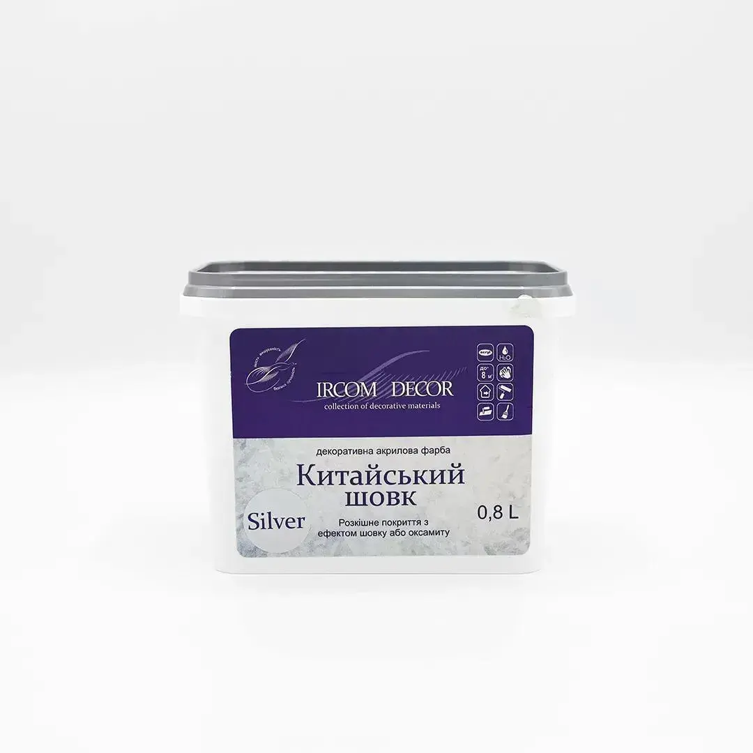 Фарба декоративна ІРКОМ Китайський шовк, 0,8 л, Silver - 415282