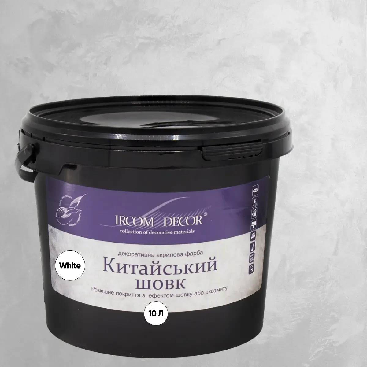 Краска декоративная ИРКОМ Китайский шелк, 10 л, Silver Matt - 415299