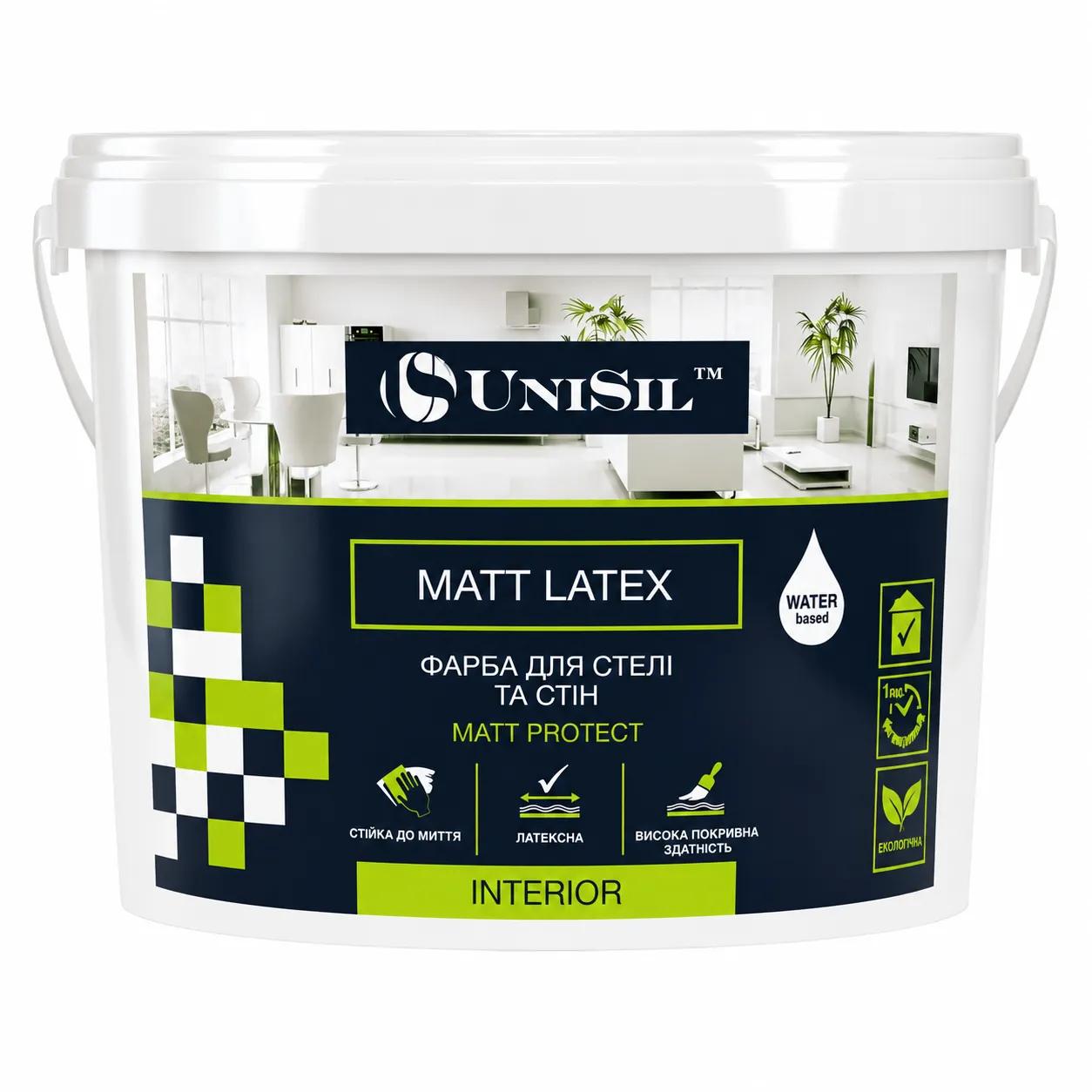 Фарба для стелі та стін UniSil Matt Latex, біла, 3,5 кг - 415361