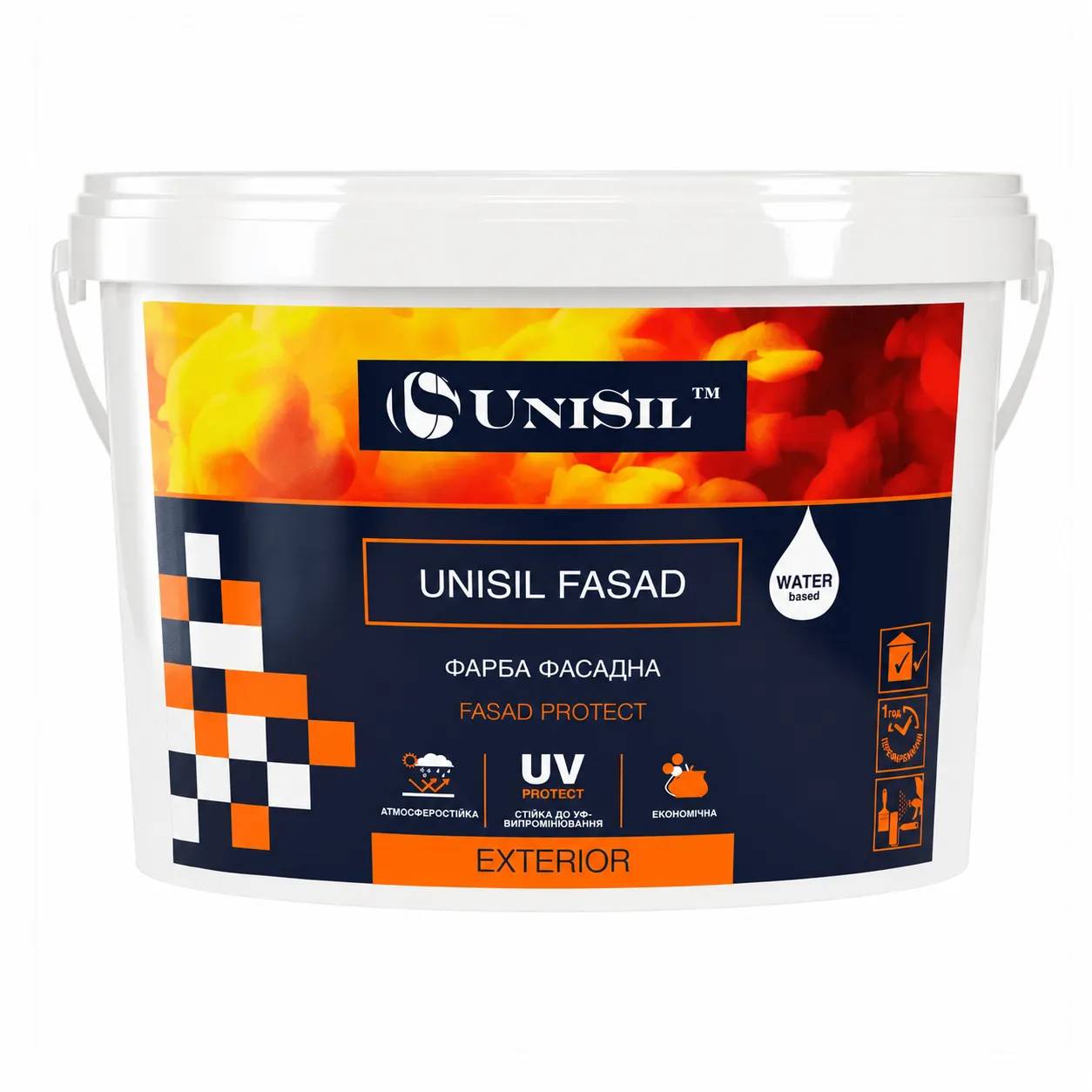 Фарба фасадна UniSil Fasad, біла, 14 кг - 415365